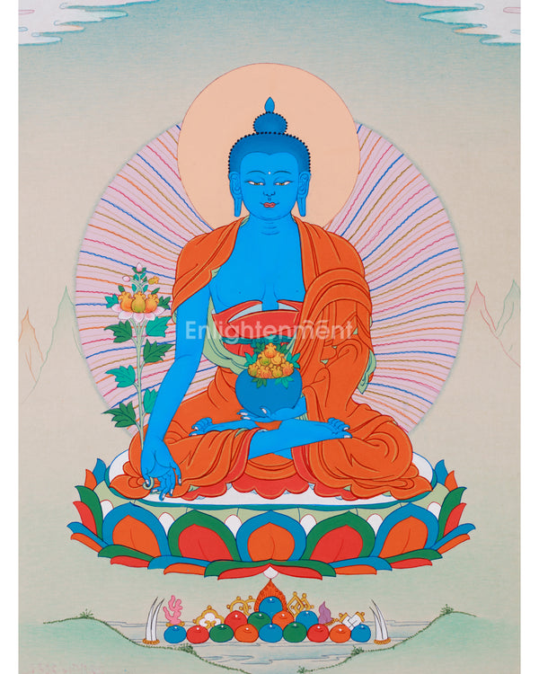 Medicine Buddha, The Healing Deity Thangka