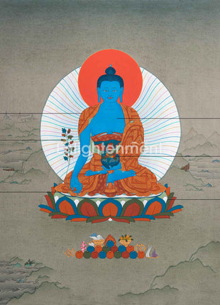 Blessings of the Medicine Buddha | Hand-Painted Tibetan Thangka Painting | Spiritual Wall Hanging Decor