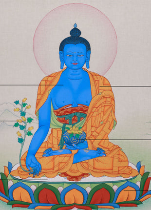 Tibetan Bhaisajyaguru Thangka | Symbol of Healing and Compassion