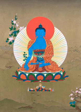 Karma Gadri Thangka Print of Medicine Buddha