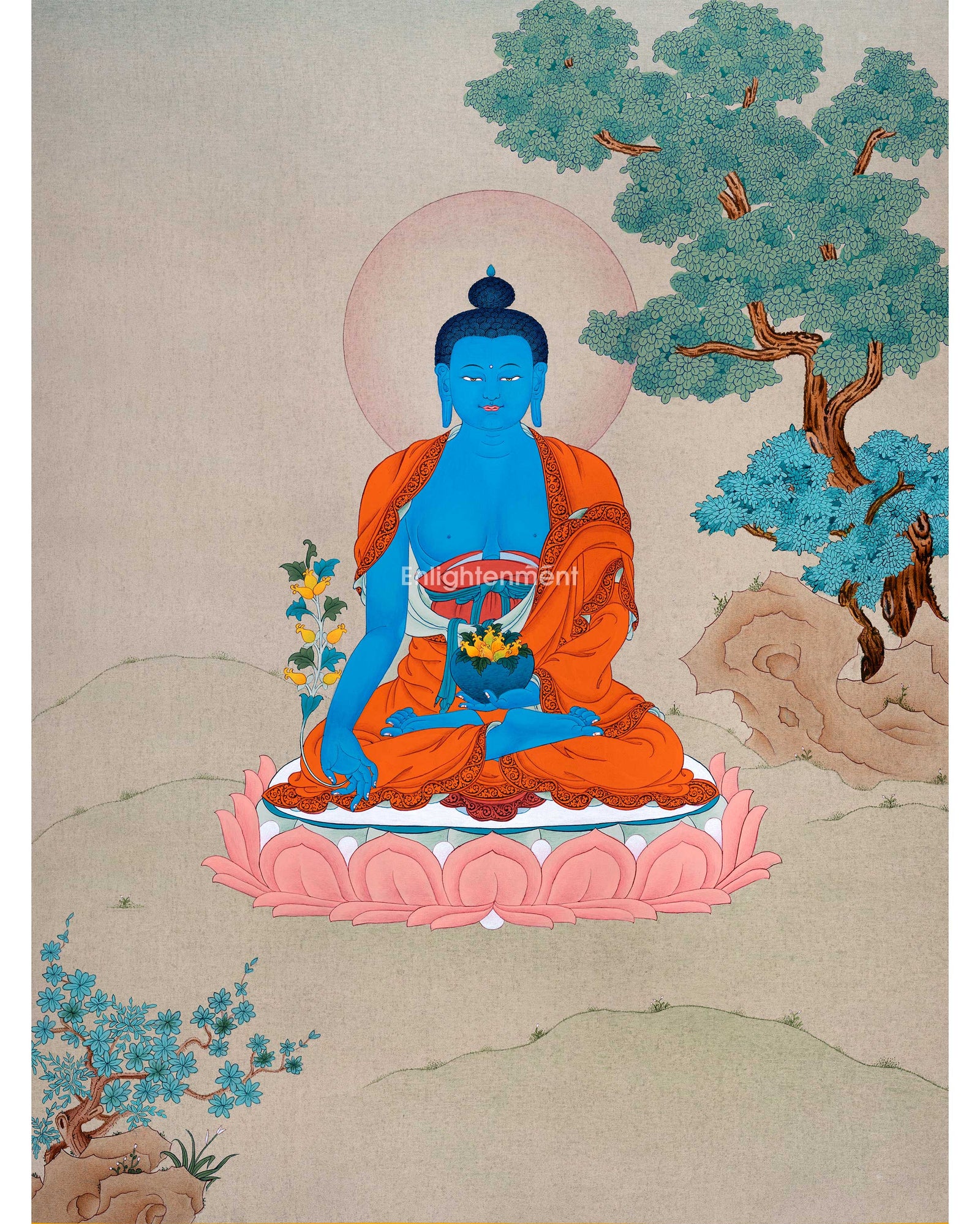 The Blue Buddha, God of Medicine Thangka | Medicine Buddha