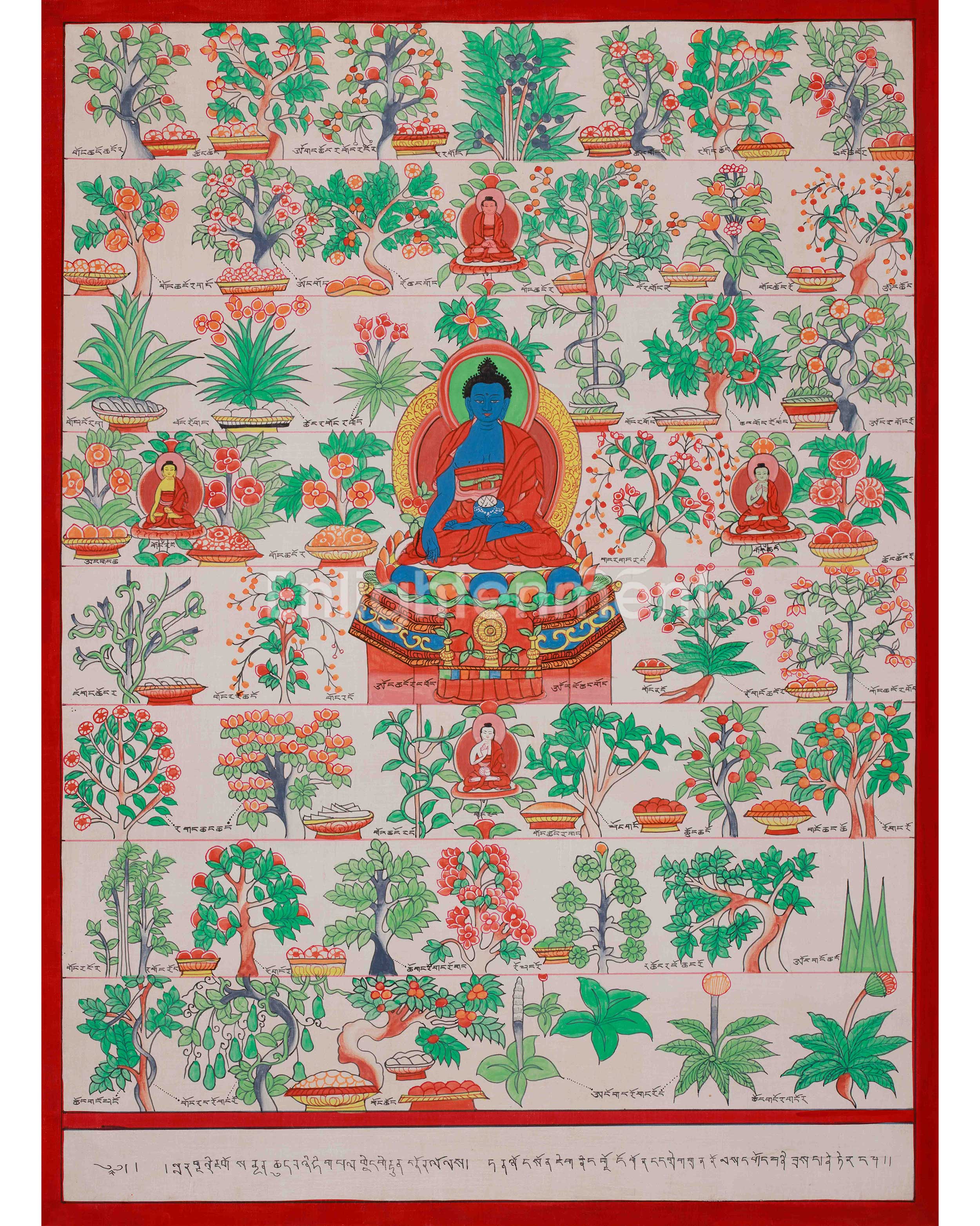 Medicine Buddha Healing Plants Thangka