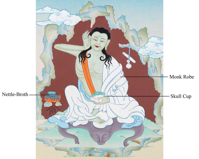 Jetsun Milarepa Thangka | Enlightened Teacher and Mahasiddha Painting | Traditional Artwork