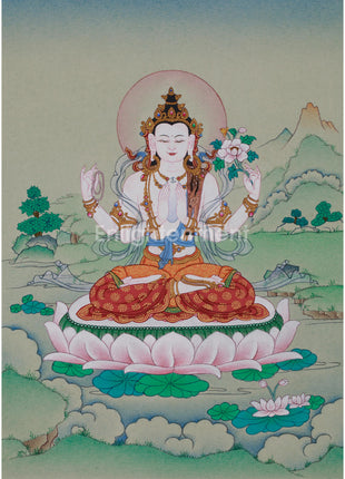Mini Chenrezig Thangka