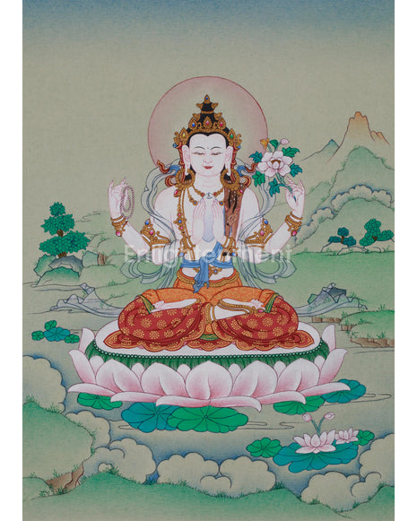 Mini Chenrezig Thangka