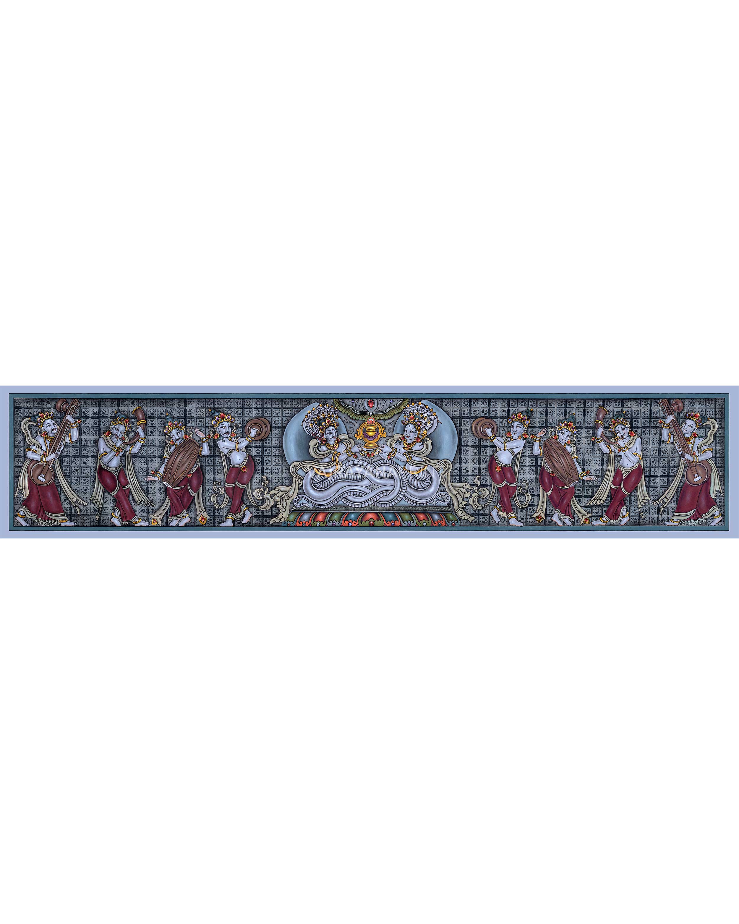 Naga Rani Naga Raj & Naga Rani Traditional Nepali Paubha Print