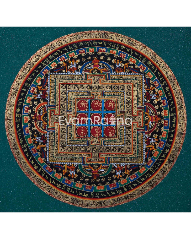 Original Handmade OM Mantra Mandala Thangka | Meditation & Peace | Home Decor