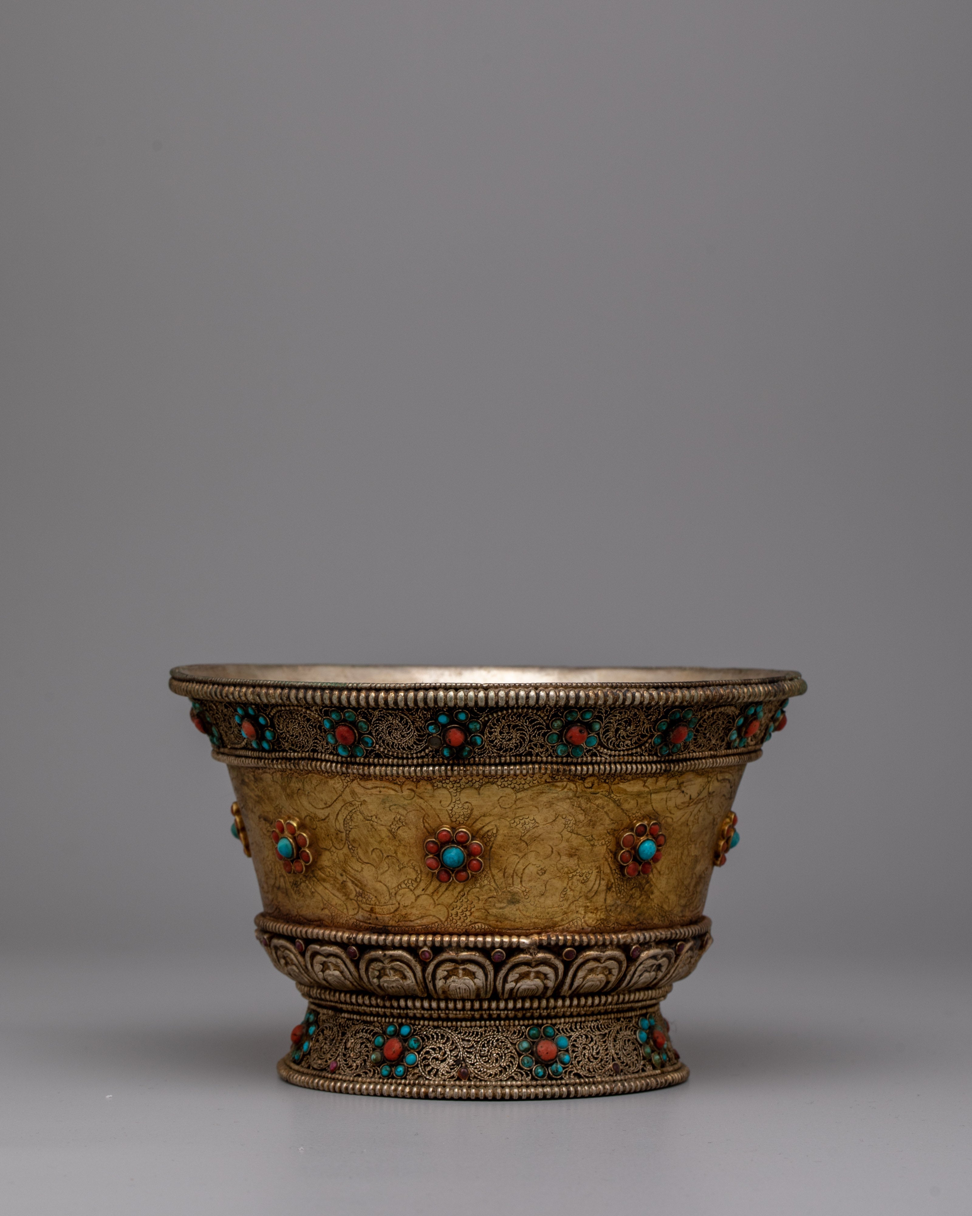 Tibetan Water Bowl Offering | Handmade Ritual Vessel Symbolizing Purit