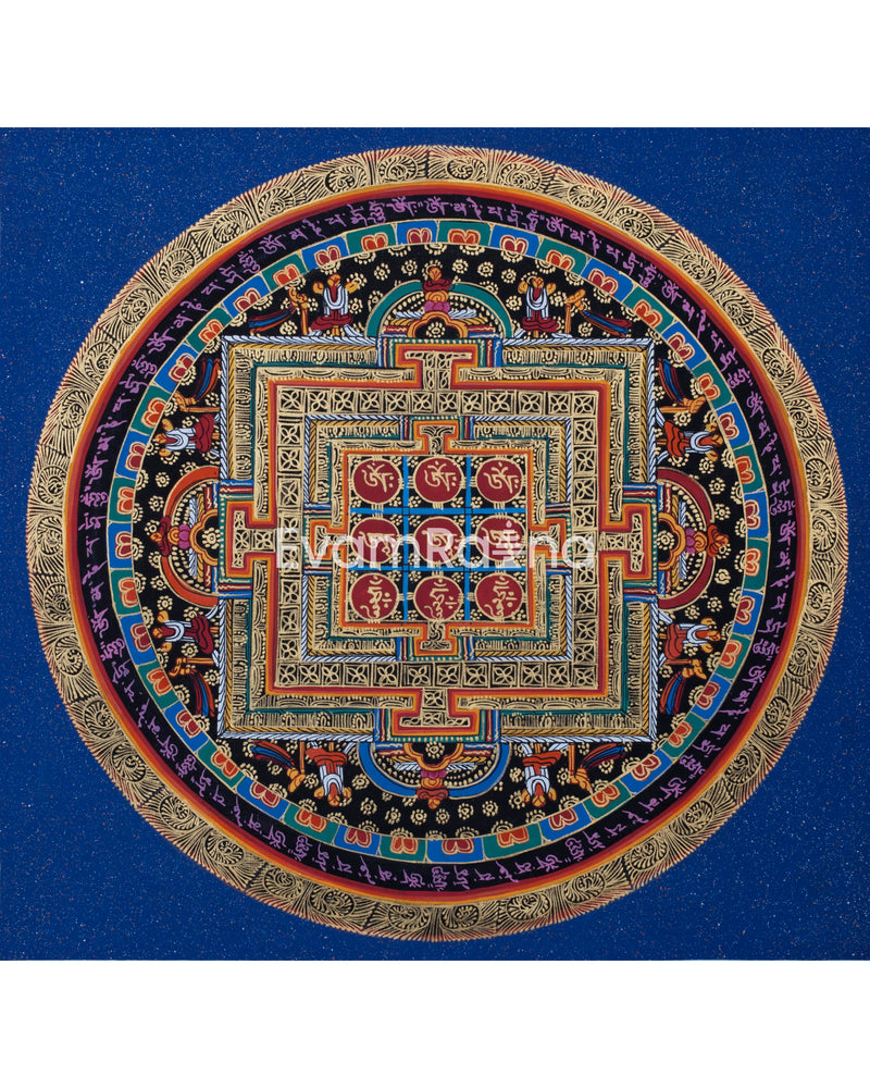 Original Handmade OM Mantra Mandala Thangka | Meditation & Peace | Home Decor