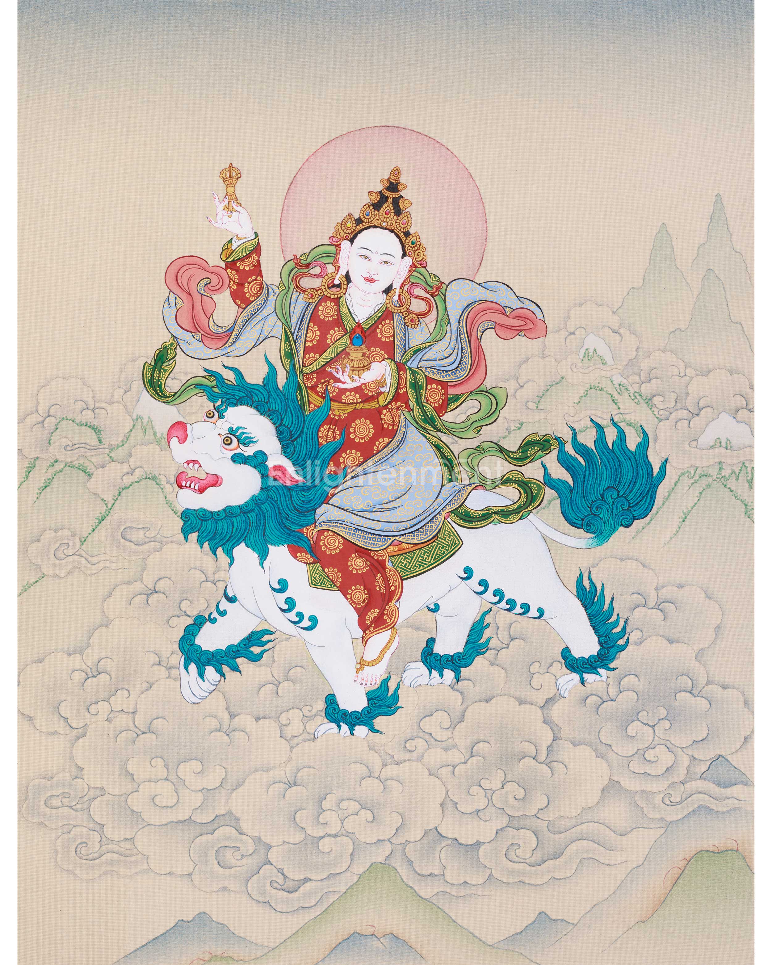 Original Hand-Painted Tsheringma, Longevity Goddess Thangka