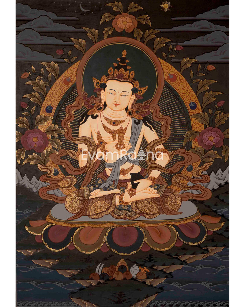 Thangka Painting Of Vajrasattva | Original Hand-Painted Tibetan Buddhist Thanka