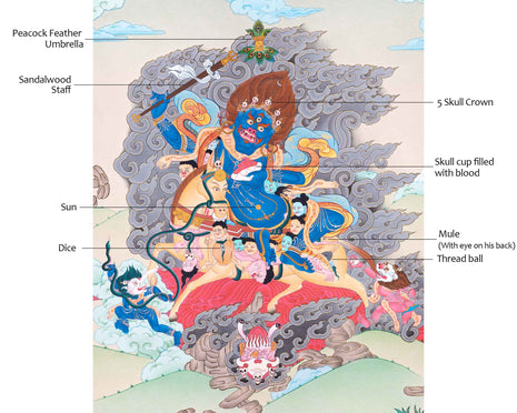 Palden Lhamo Prayer Thangka | Hand-Painted Buddhist Deity Painting