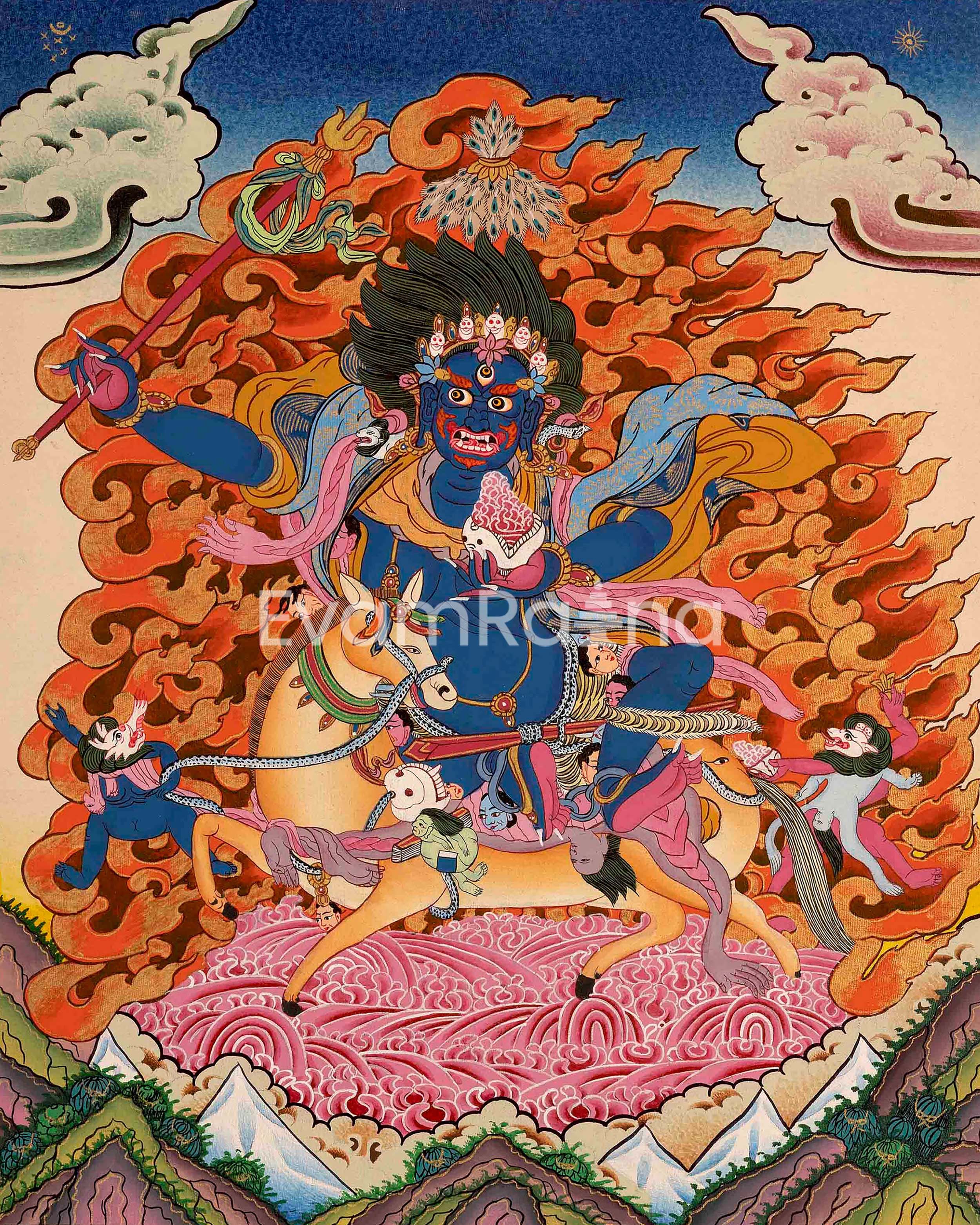 Original Hand-Painted Palden Lhamo Thangka | Feminist Deity Vajrayana Travel Thangka For Practitioner |