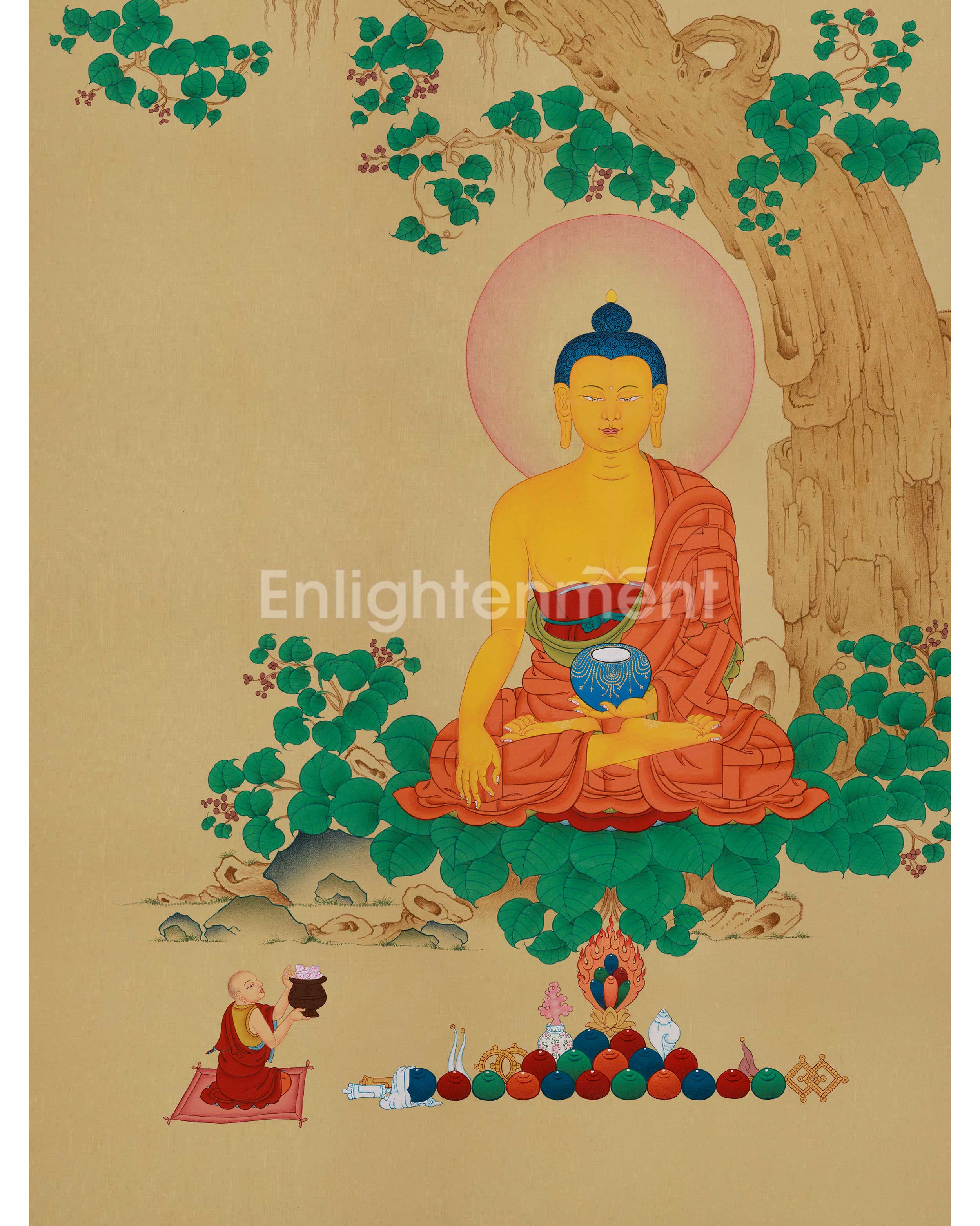 Peaceful Thangka of Shakyamuni Buddha