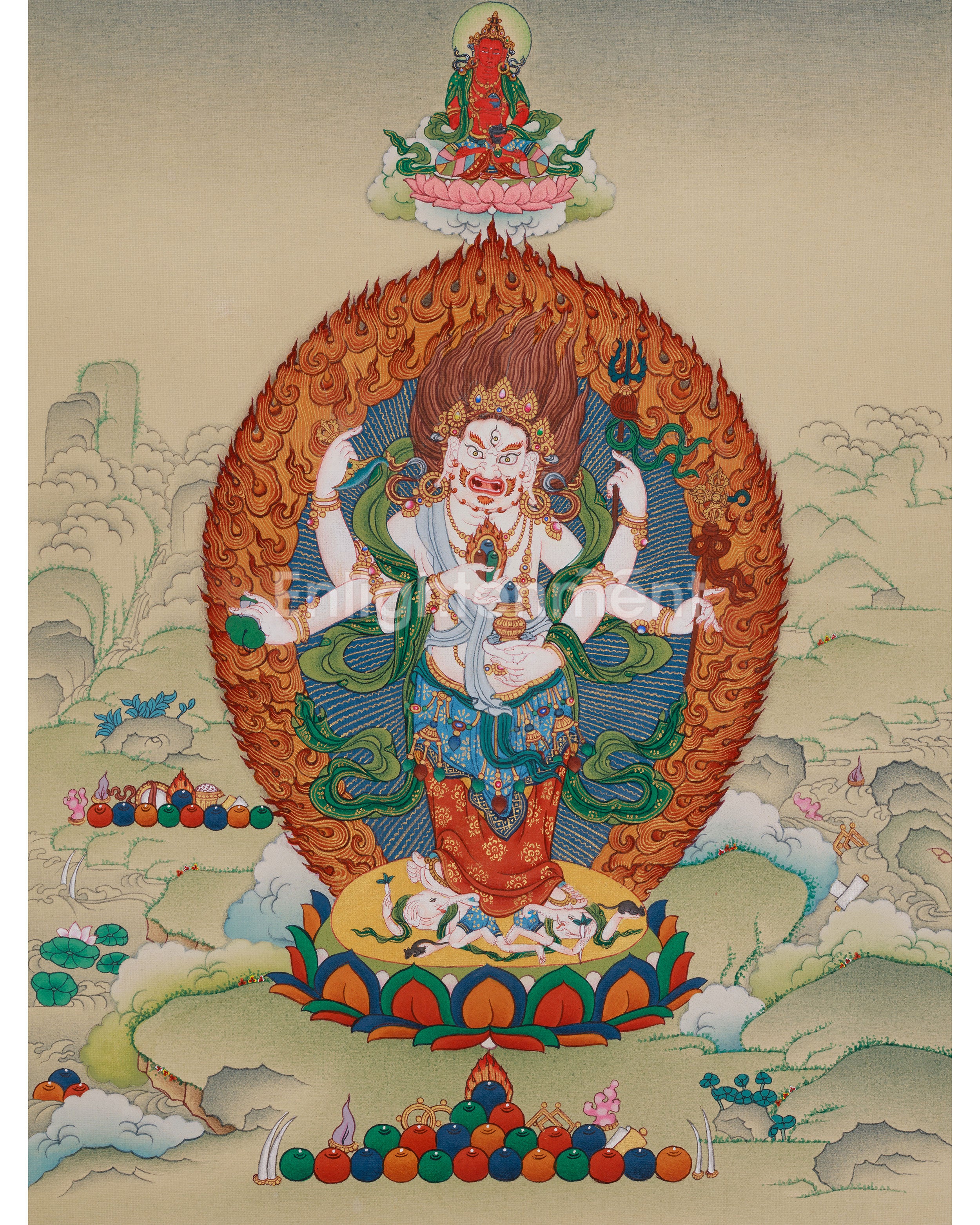 Protector Deity White Mahakala Thangka 