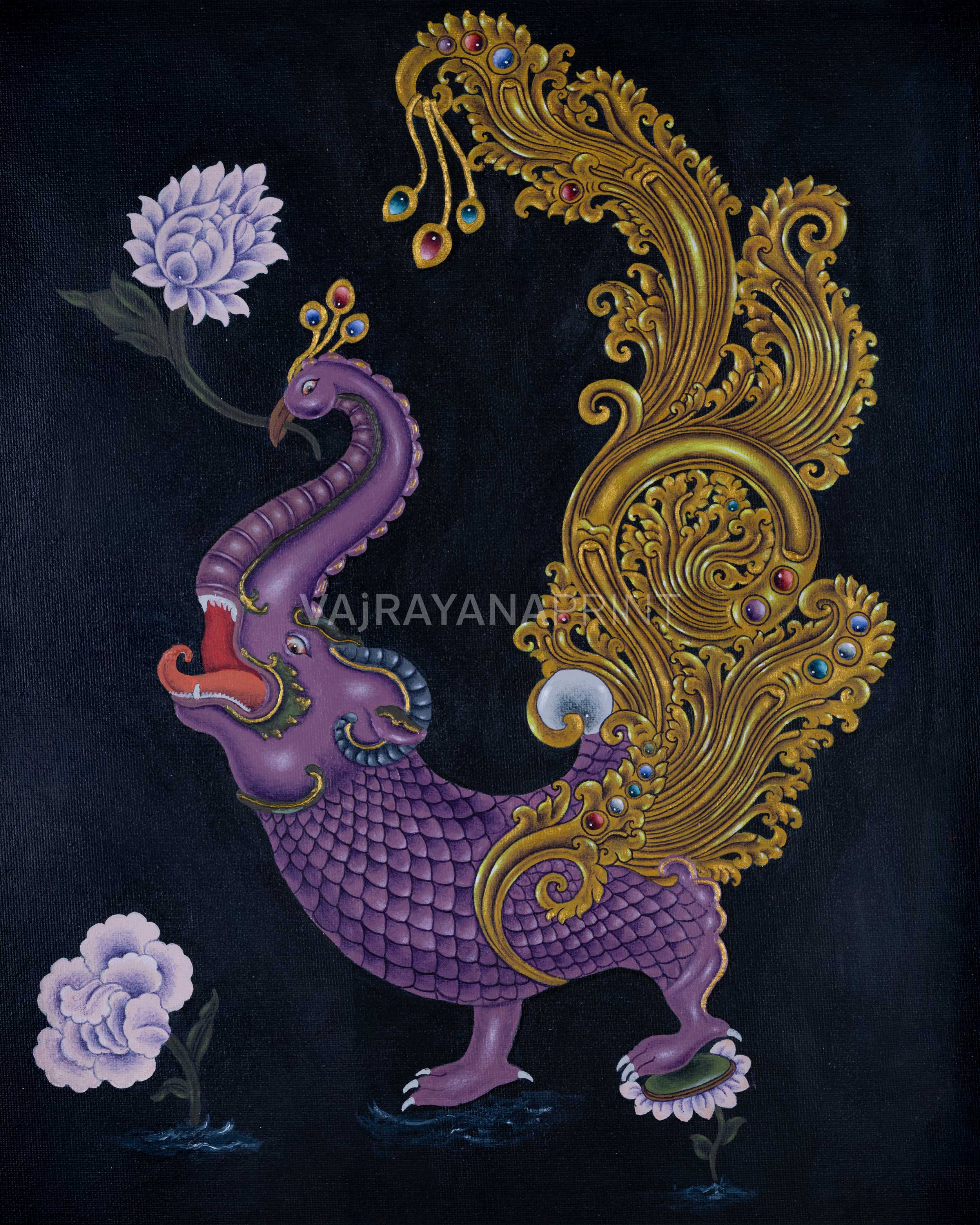 Two Makara Print Set: Thangka Prints