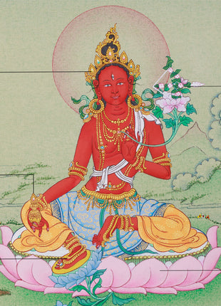 Detailed Red Tara Thangka | Stone Colors of Tibet