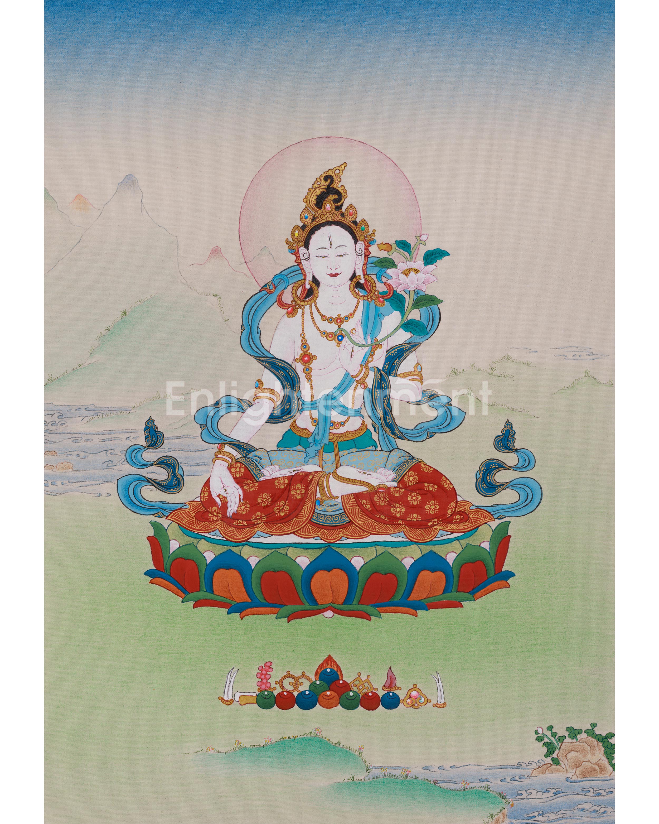 Revered Female Buddha White Tara Thangka