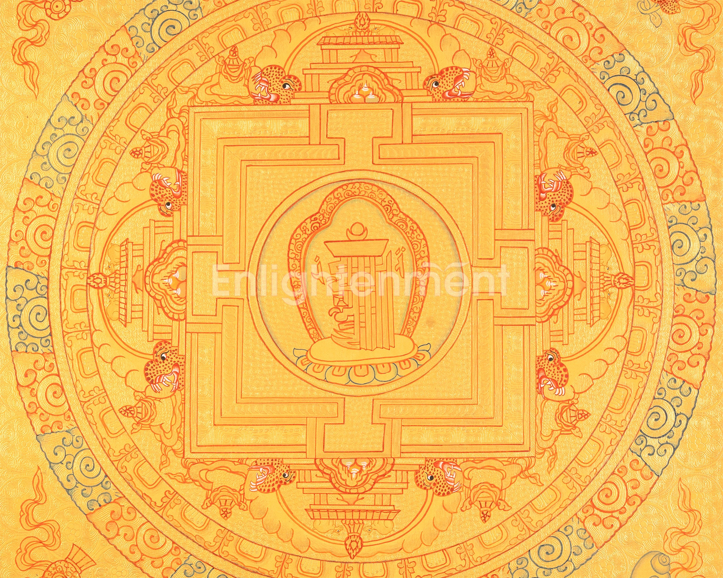 Hand Painted Full Gold Auspicious Mandala Tibetan Thangka | Religious Gift