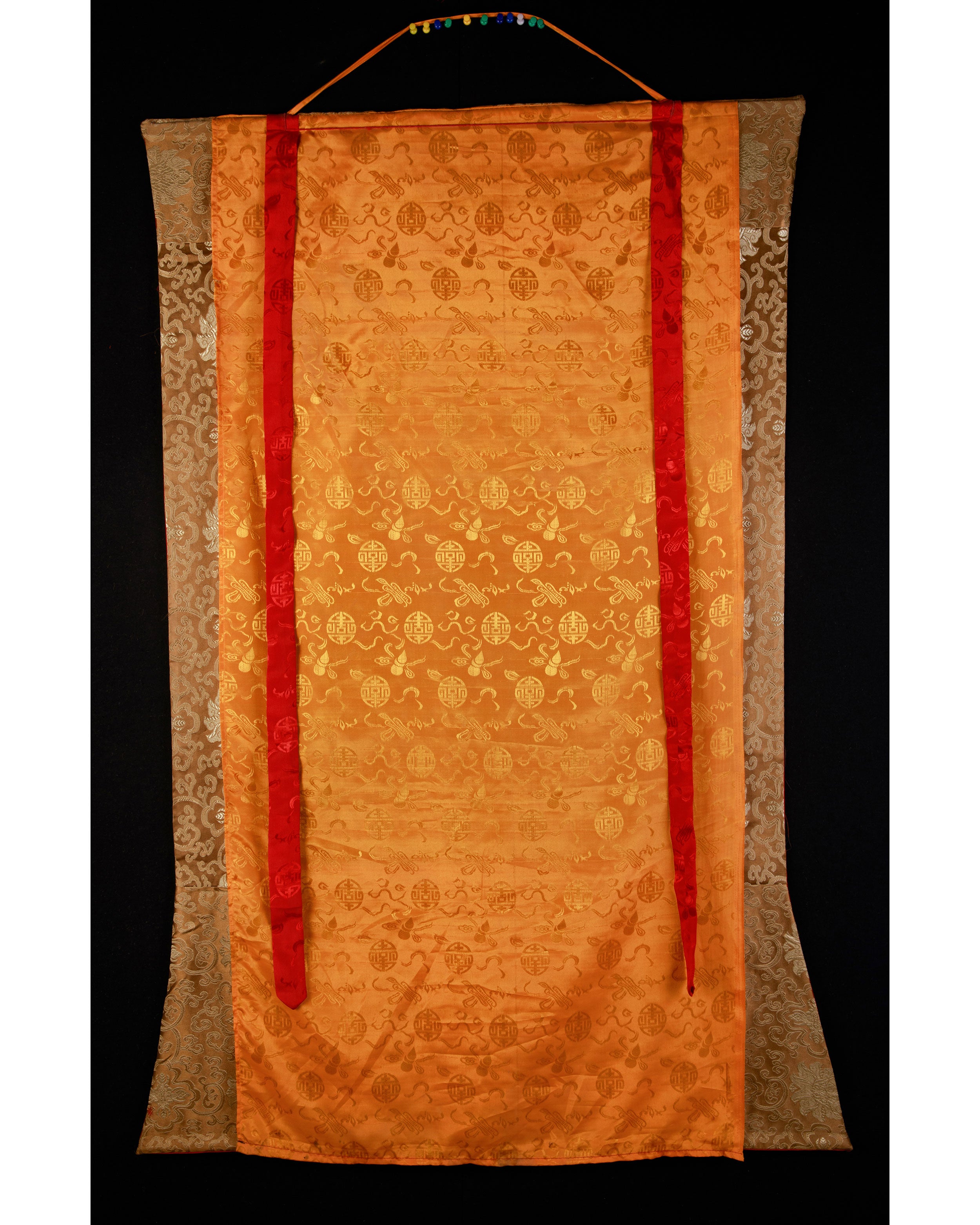Unique Gold-Embellished lokeswara Thangka | Brocade Mounted