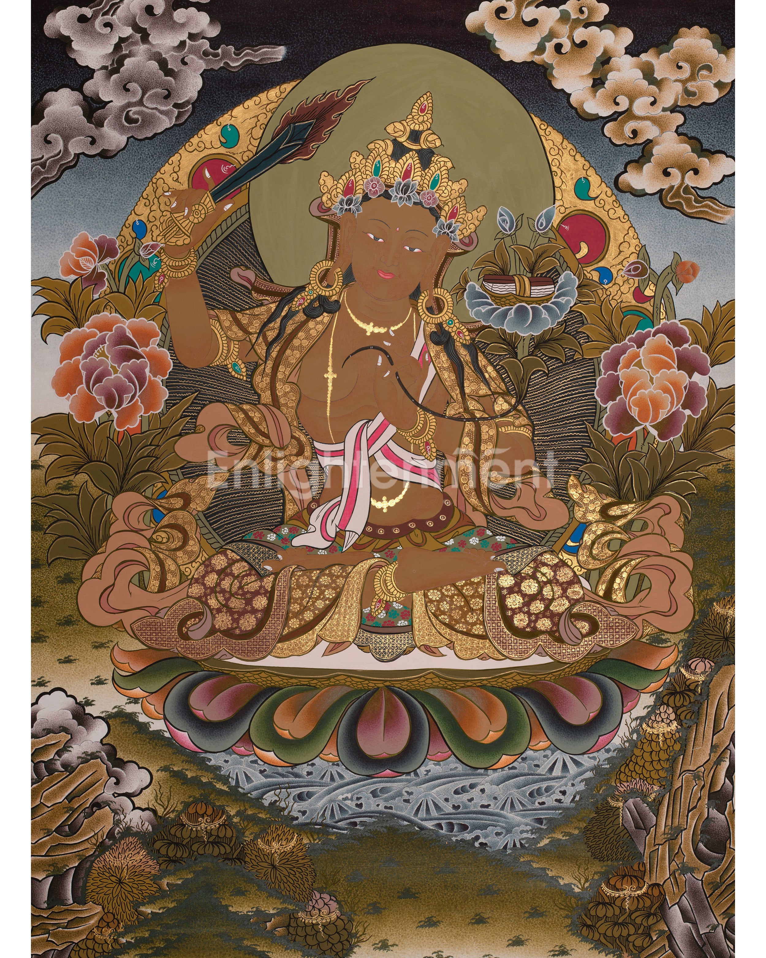 Arya Bodhisattva Manjushri Thangka | Canvas Painting For Wall Hanging