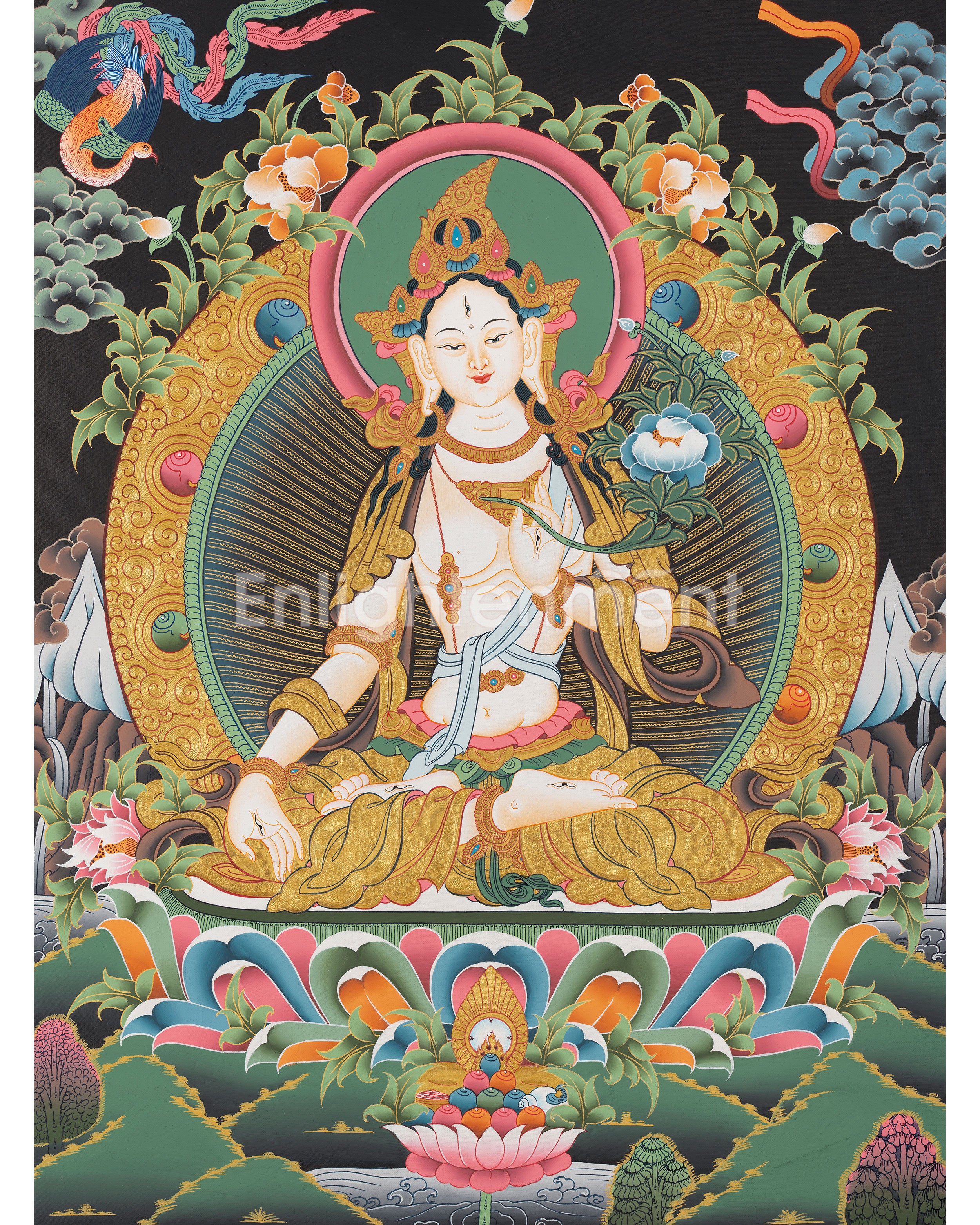 White Tara Thangka Painting | Female Bodhisattva Art