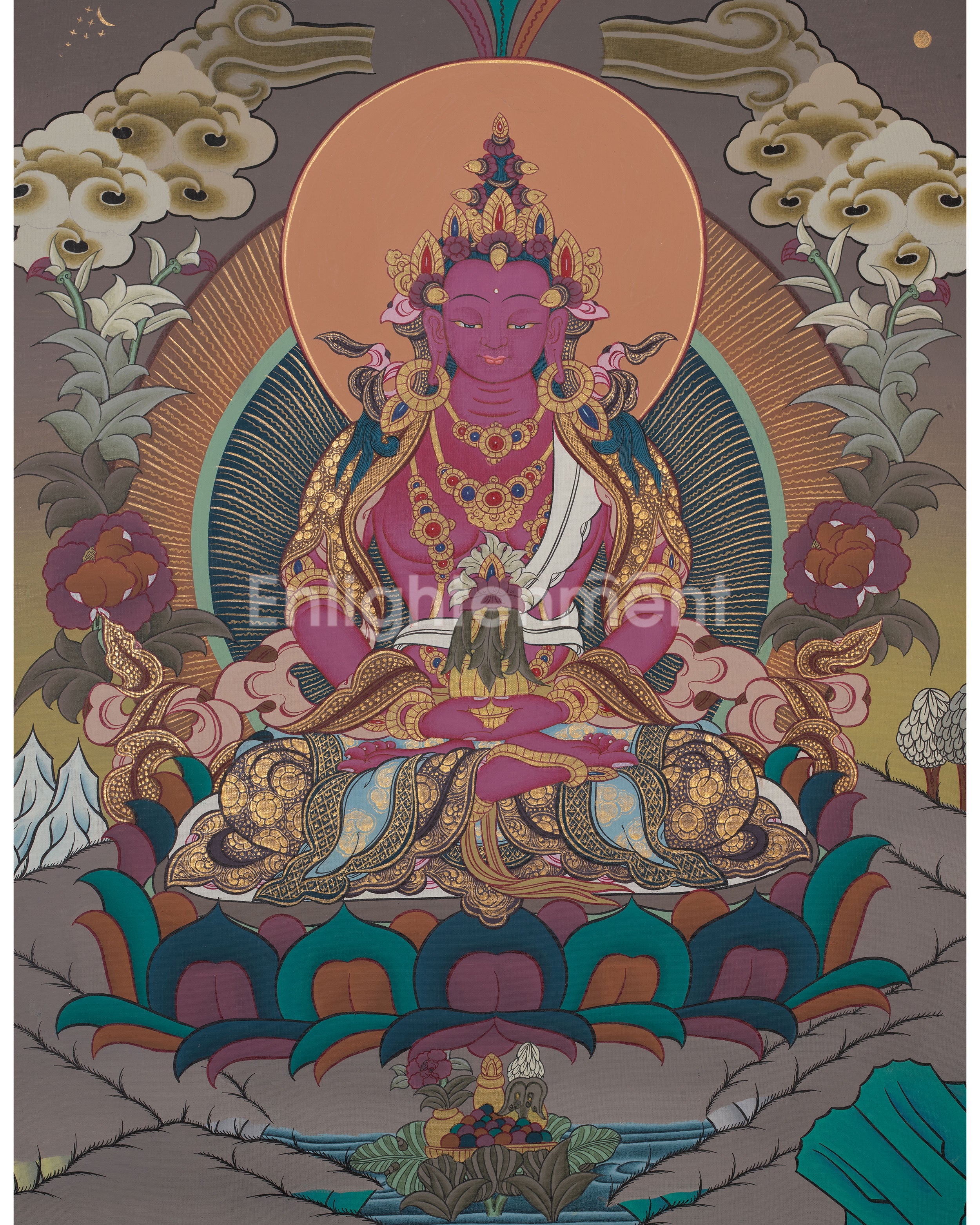 Amitayus Thangka Painting | Tibetan Art for Longevity, Healing & Enlightenment