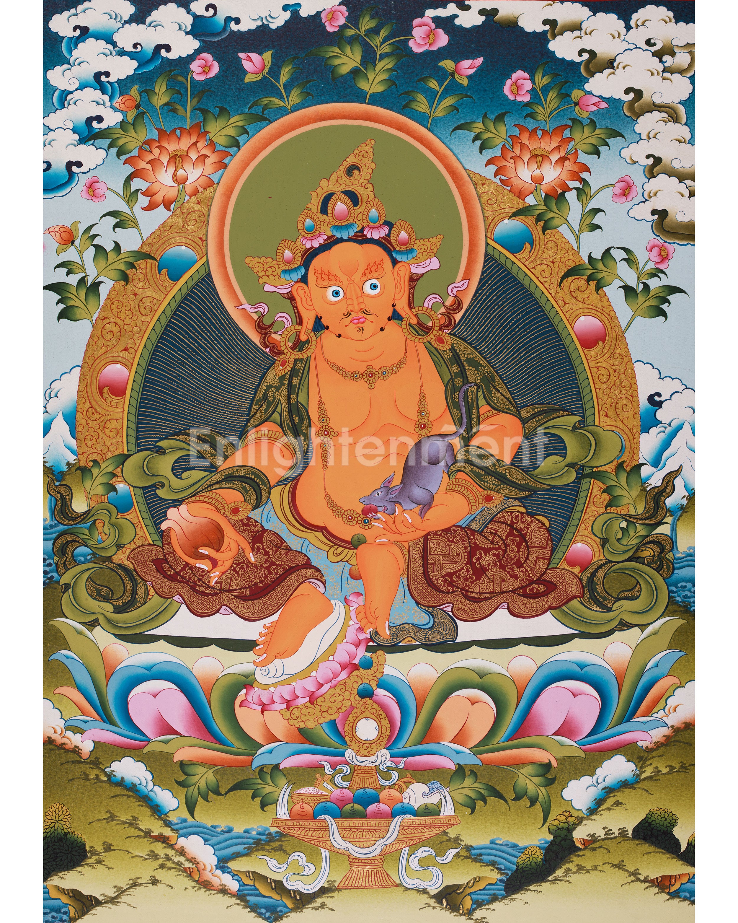 Wealth Deity, Yellow Dzambhala Thangka | Symbolizing Prosperity and Abundance