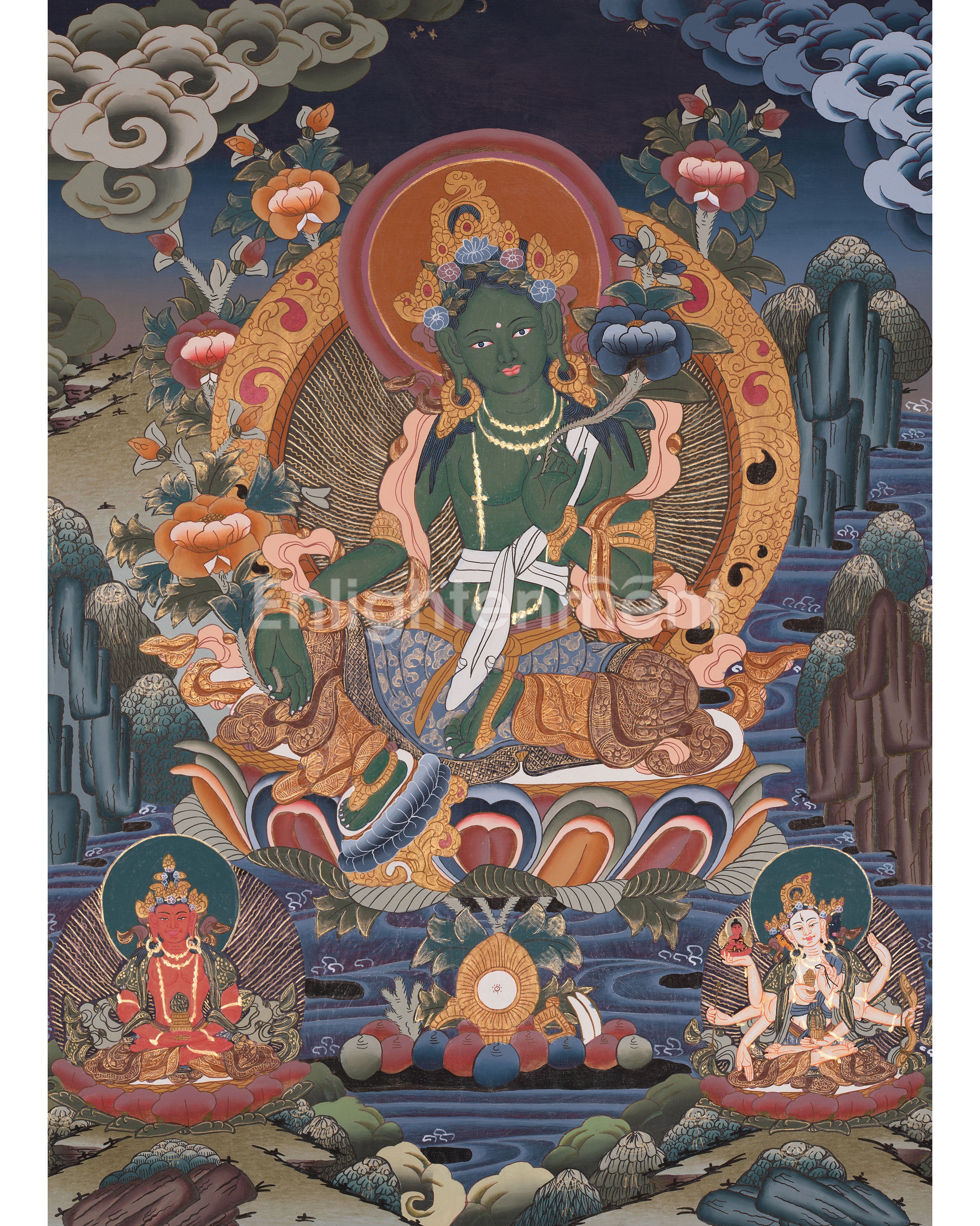 Original Hand-Painted Green Tara Thangka | Traditional Art | Bodhisattva | Compassion, Wisdom and Protection |