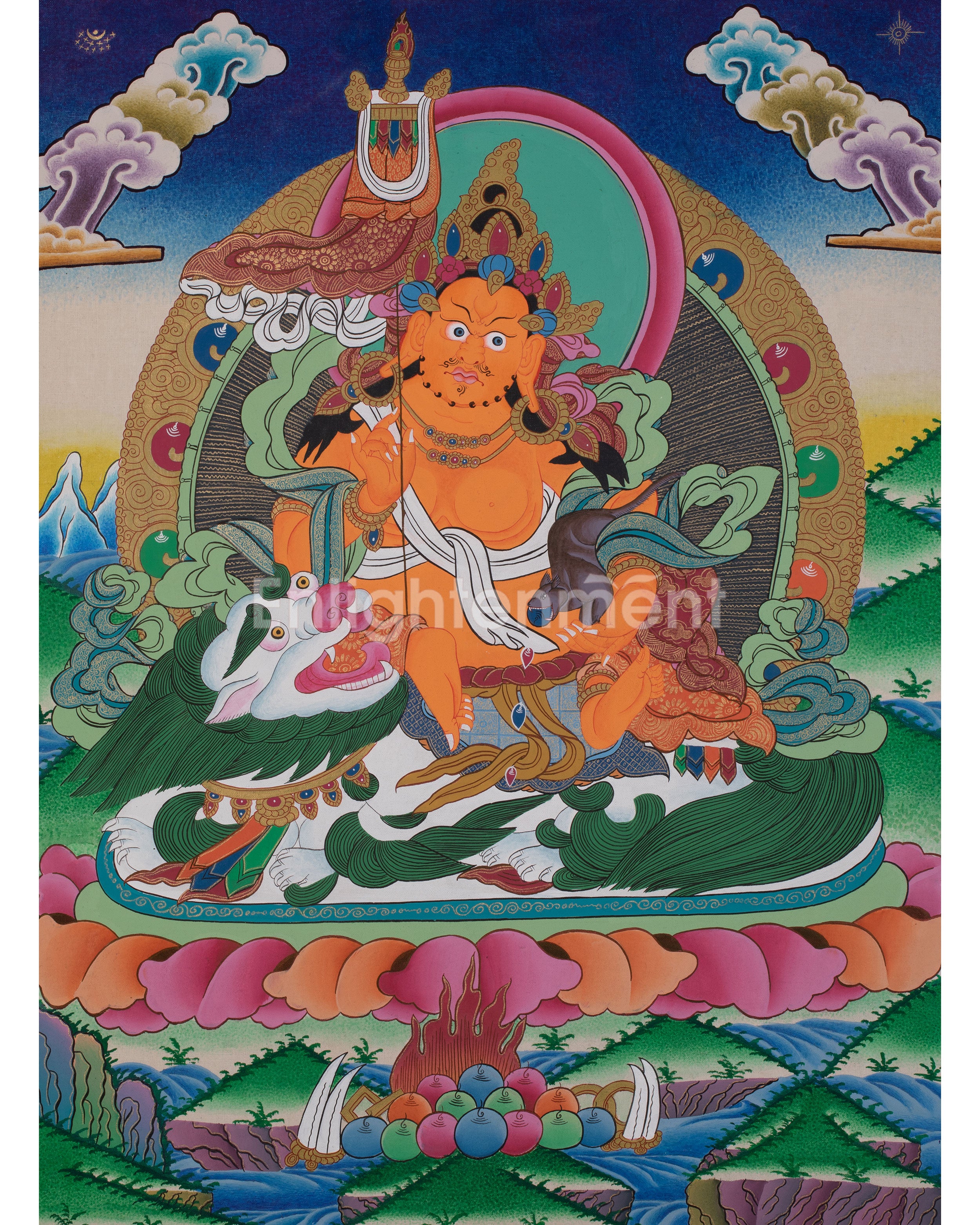 Original Handmade Vairocana Buddha Thangka | Pancha Buddha | Meditation And Yoga |