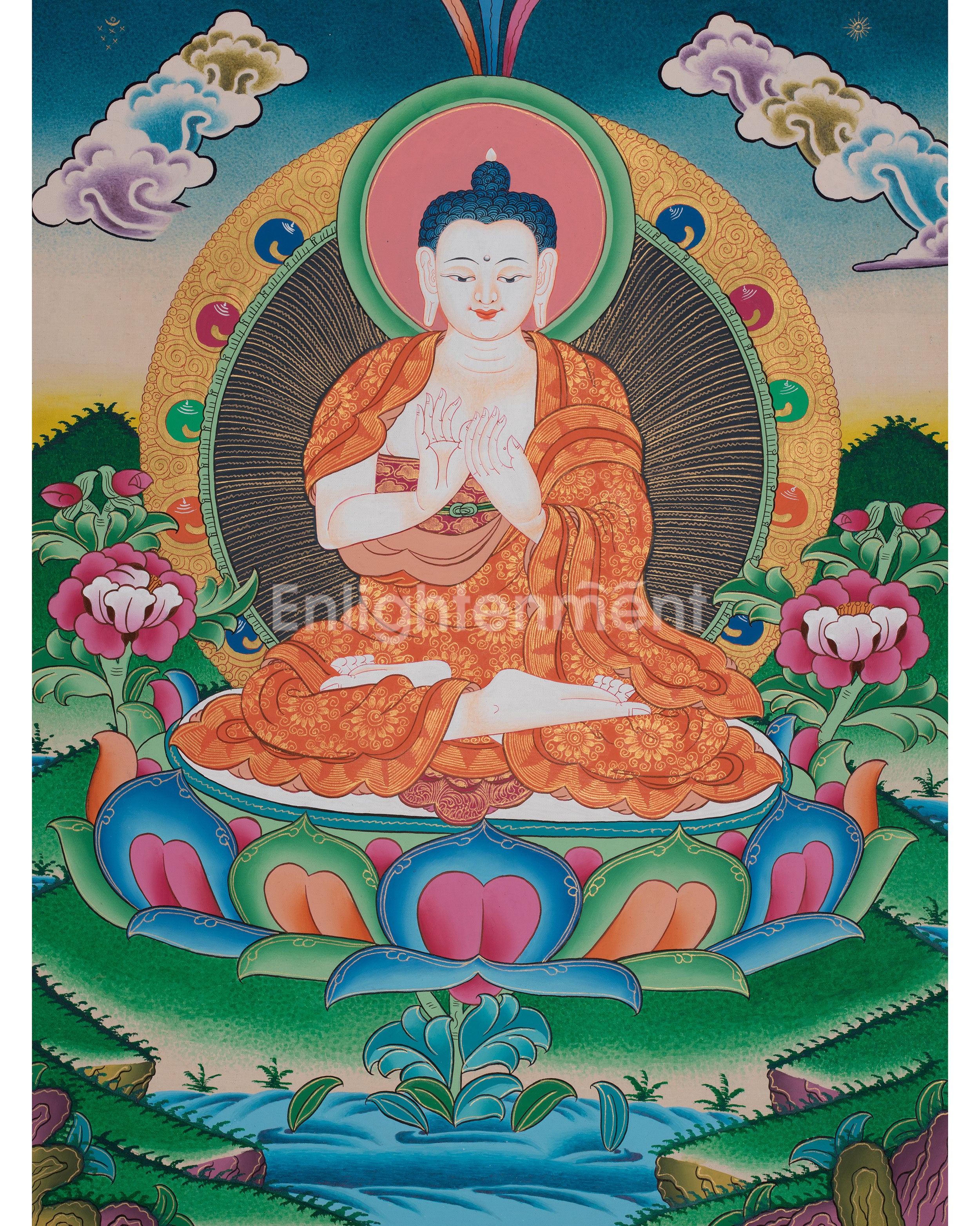 Original Handmade Vairocana Buddha Thangka | Pancha Buddha | Meditation And Yoga |