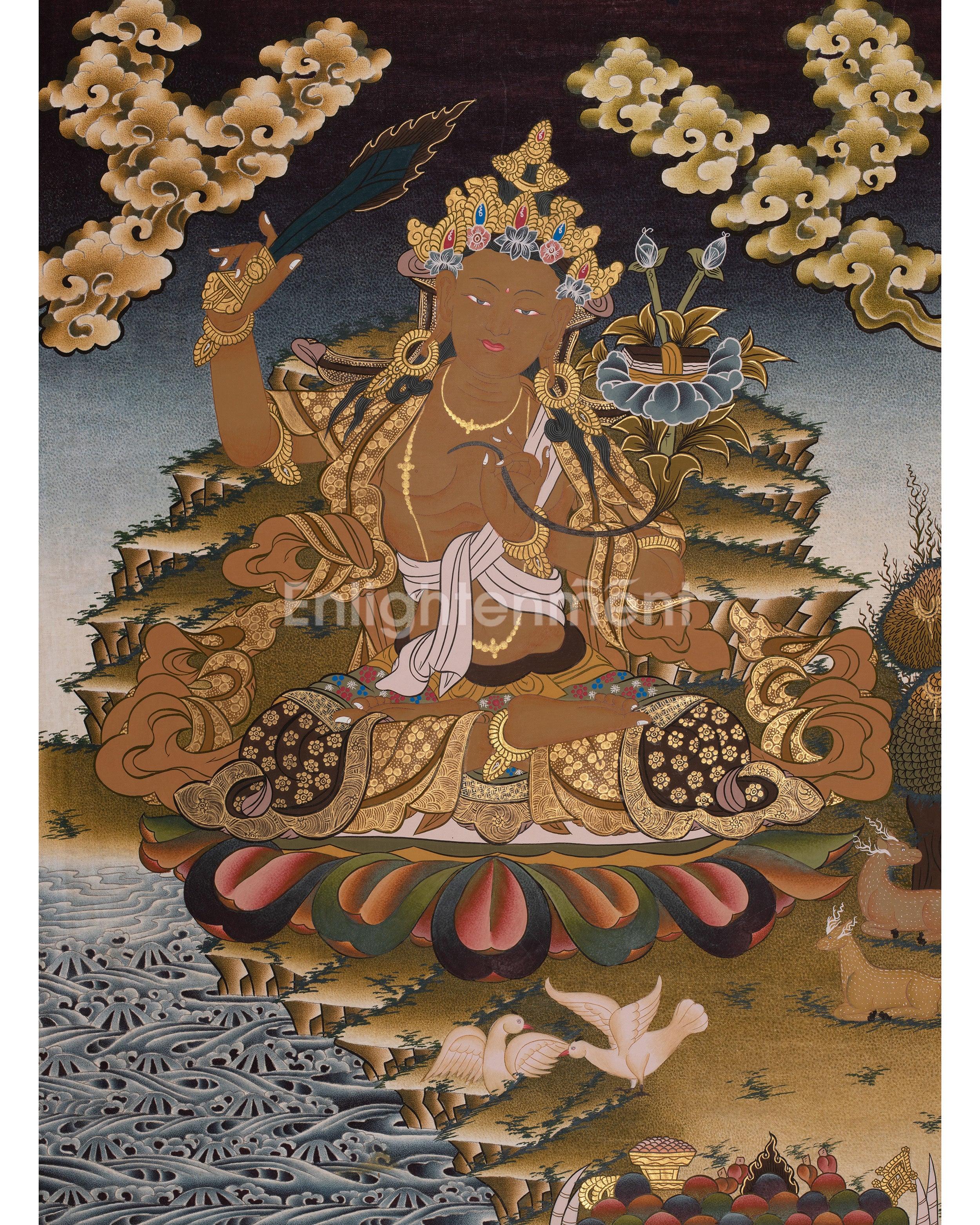 Arya Bodhisattva Manjushri Thangka | Canvas Painting For Wall Hanging
