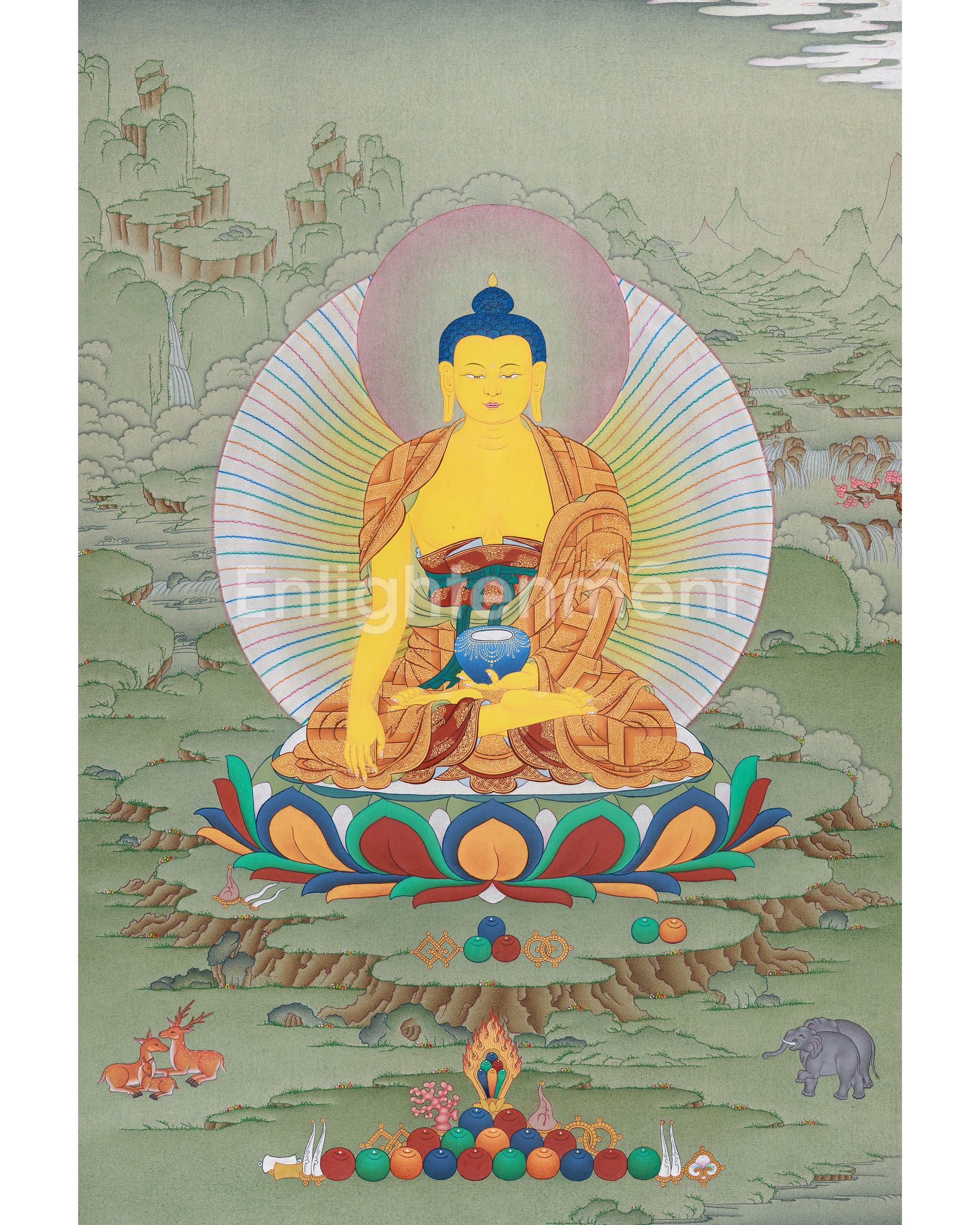 Traditional Gautam Buddha Thangka Painting |  Enlightened Buddha, Shakyamuni