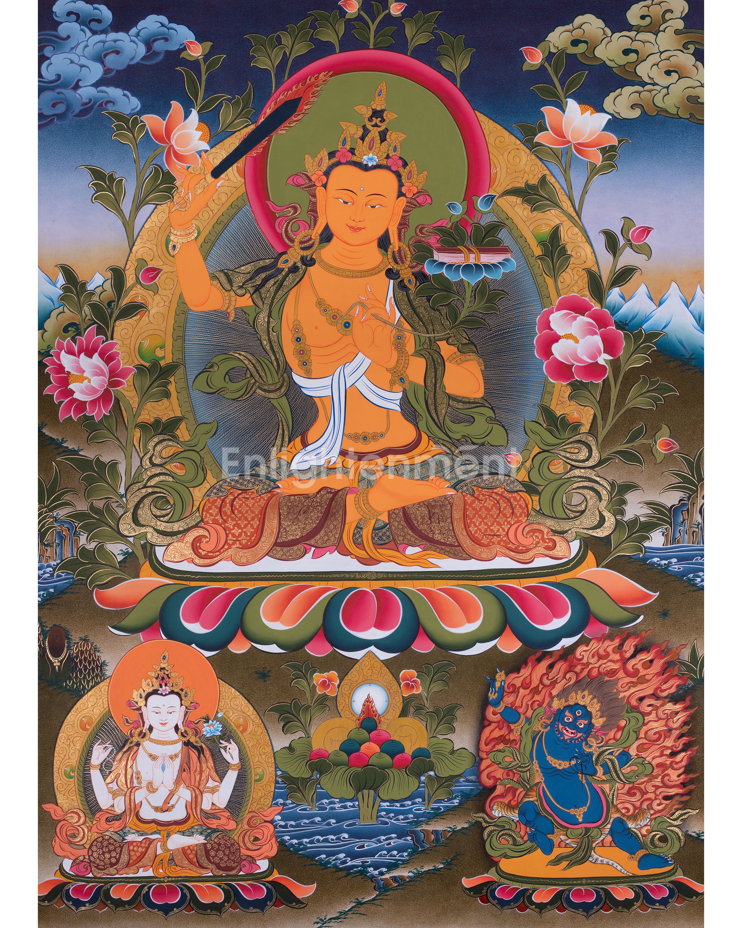 Hand-Painted Manjushri Bodhisattva Thangka