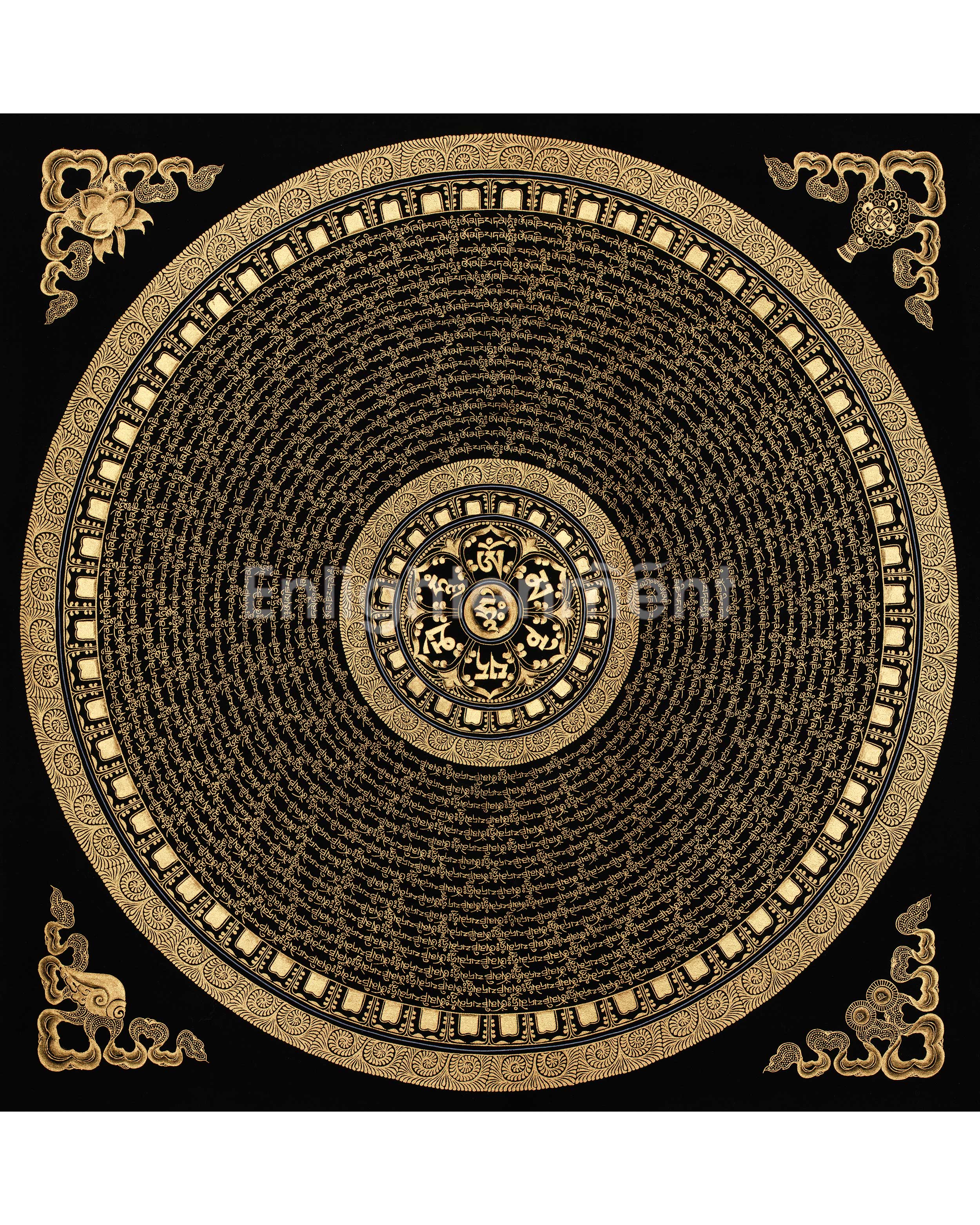 Black and Gold Mantra Mandala