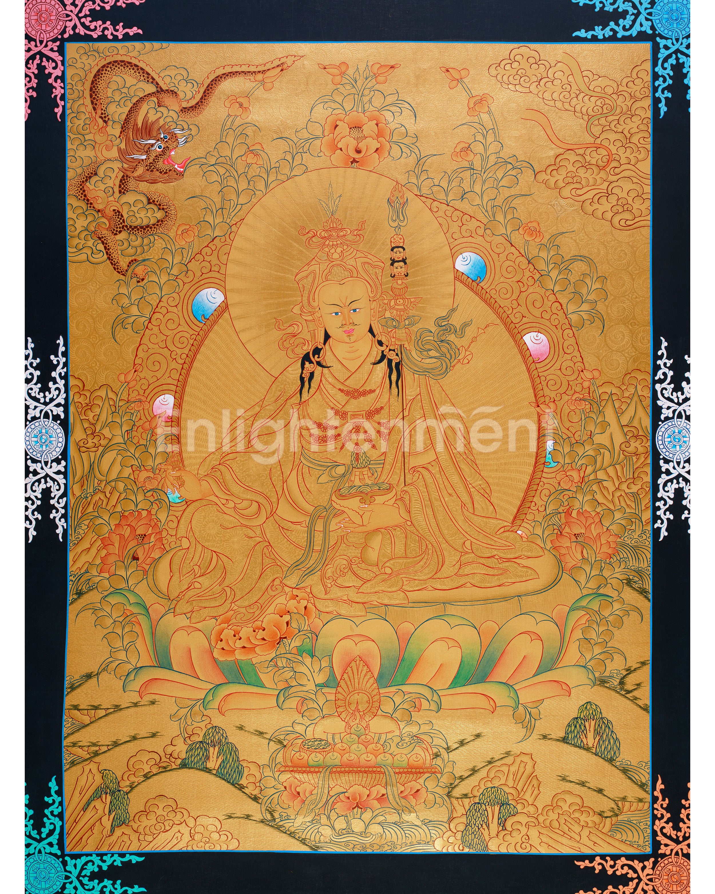The Second Buddha, Guru Rinpoche | Hand-Painted Padmasambhava Thangka