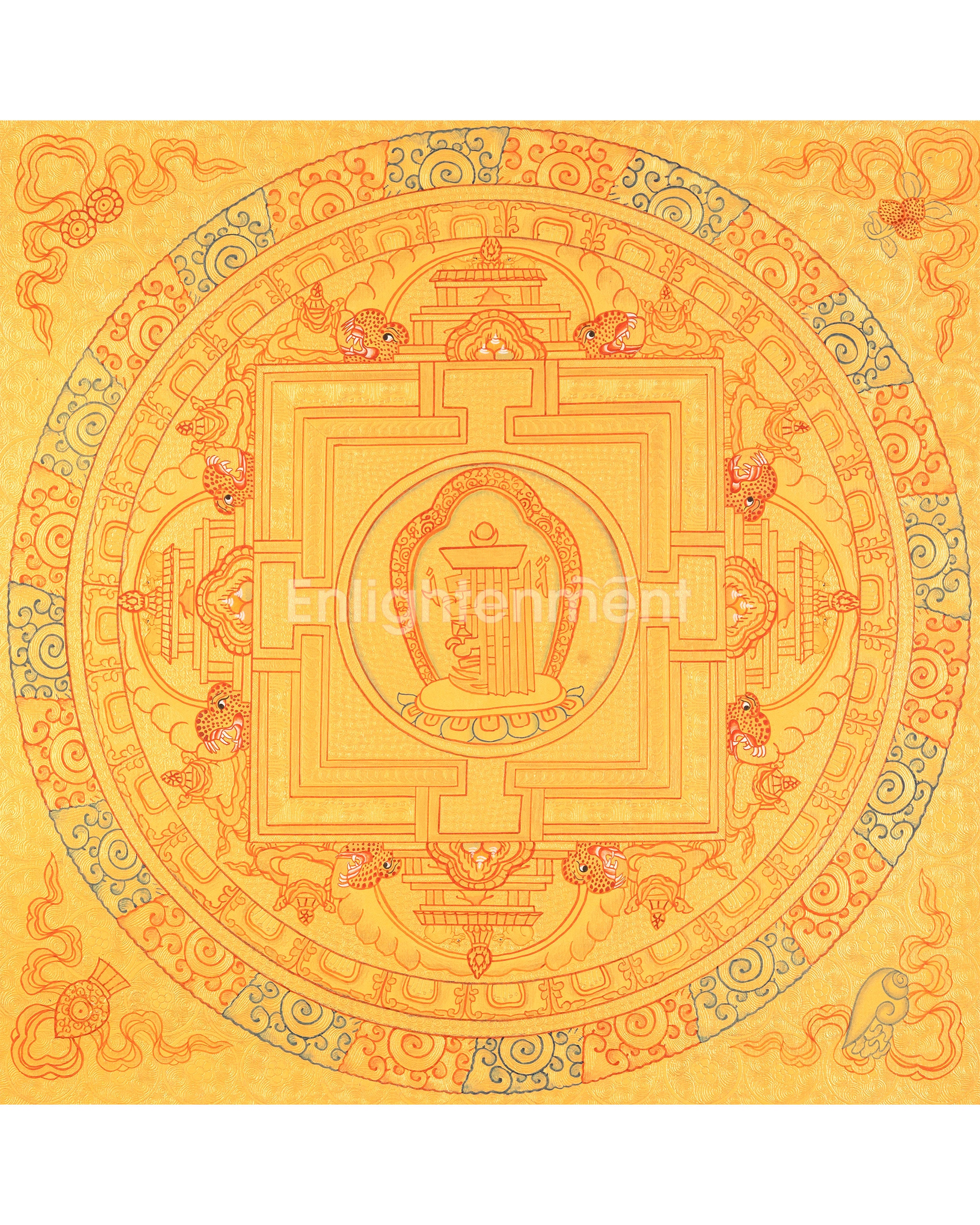 Hand Painted Full Gold Auspicious Mandala Tibetan Thangka | Religious Gift
