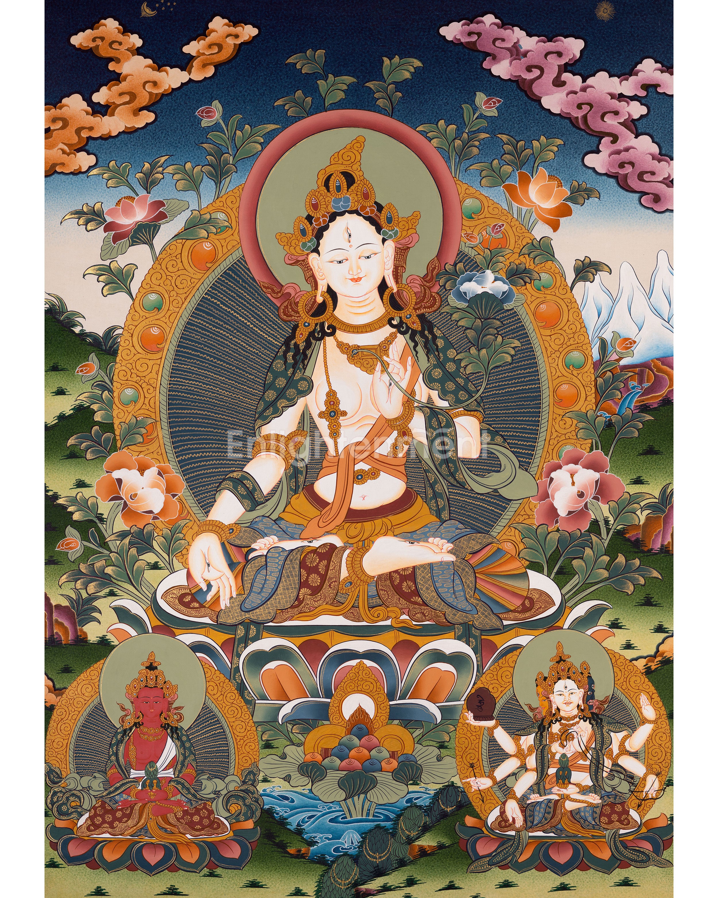 White Tara Thangka Painting | Female Bodhisattva | Decorative Art