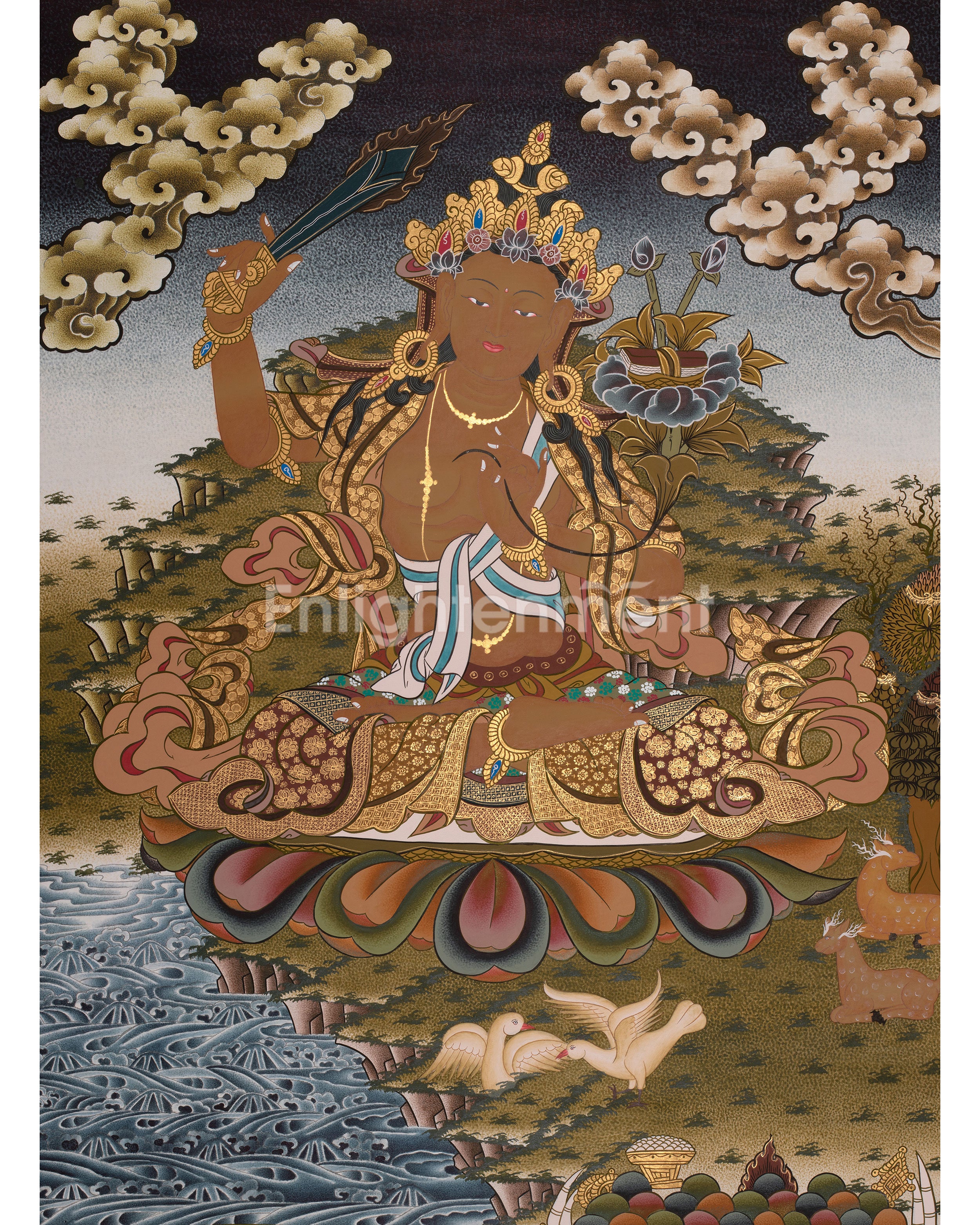 Arya Bodhisattva Manjushri Thangka | Canvas Painting For Wall Hanging