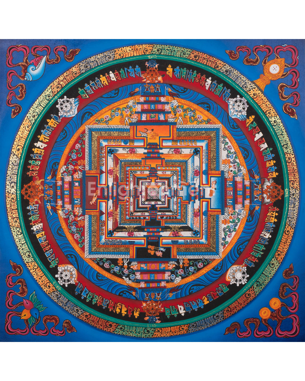 The Eight Spoked Wheel Mandala | Traditional Kalachakra Thangka