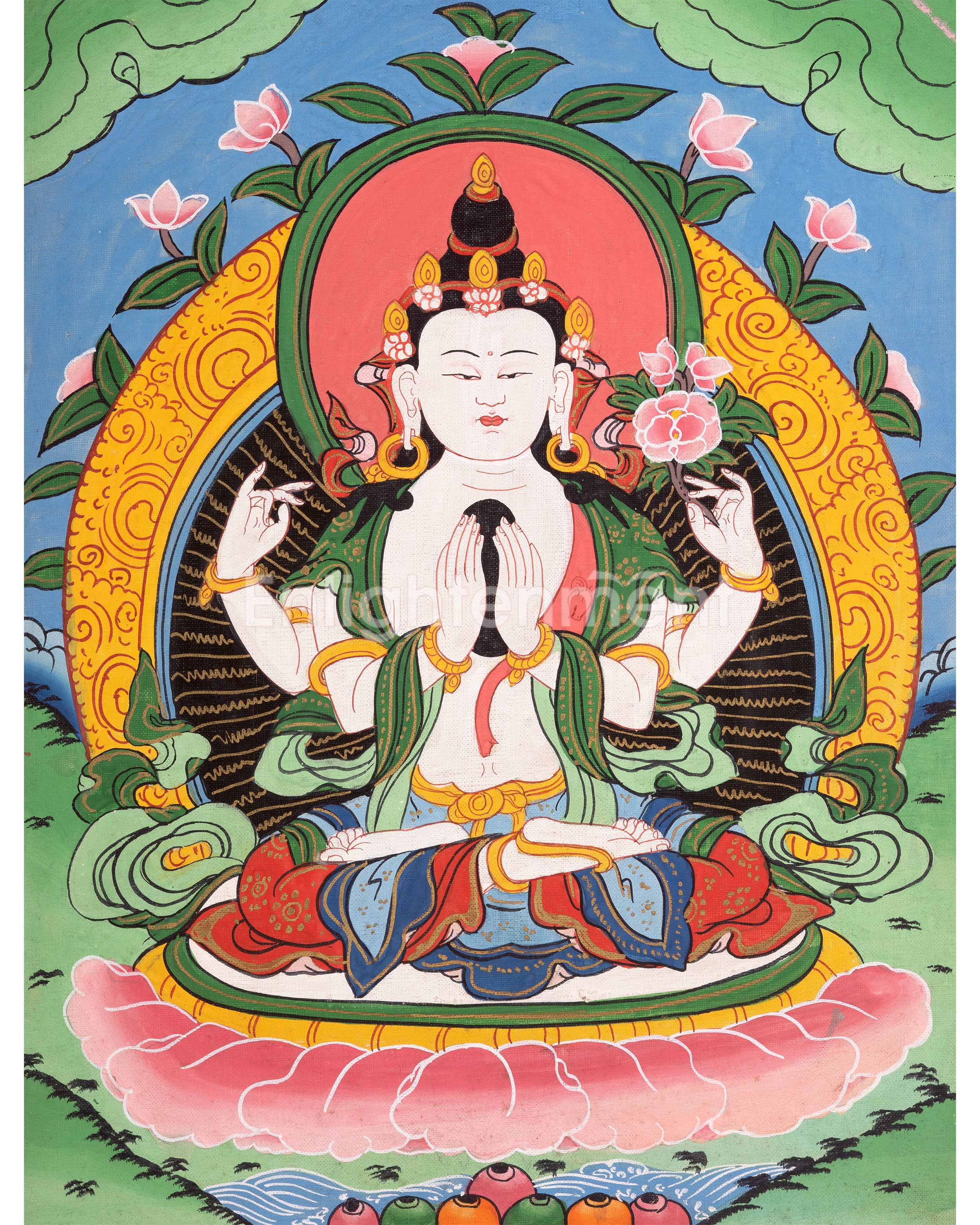 Buddha Vairocana Thangka | The Central Buddha of Tibetan Buddhism