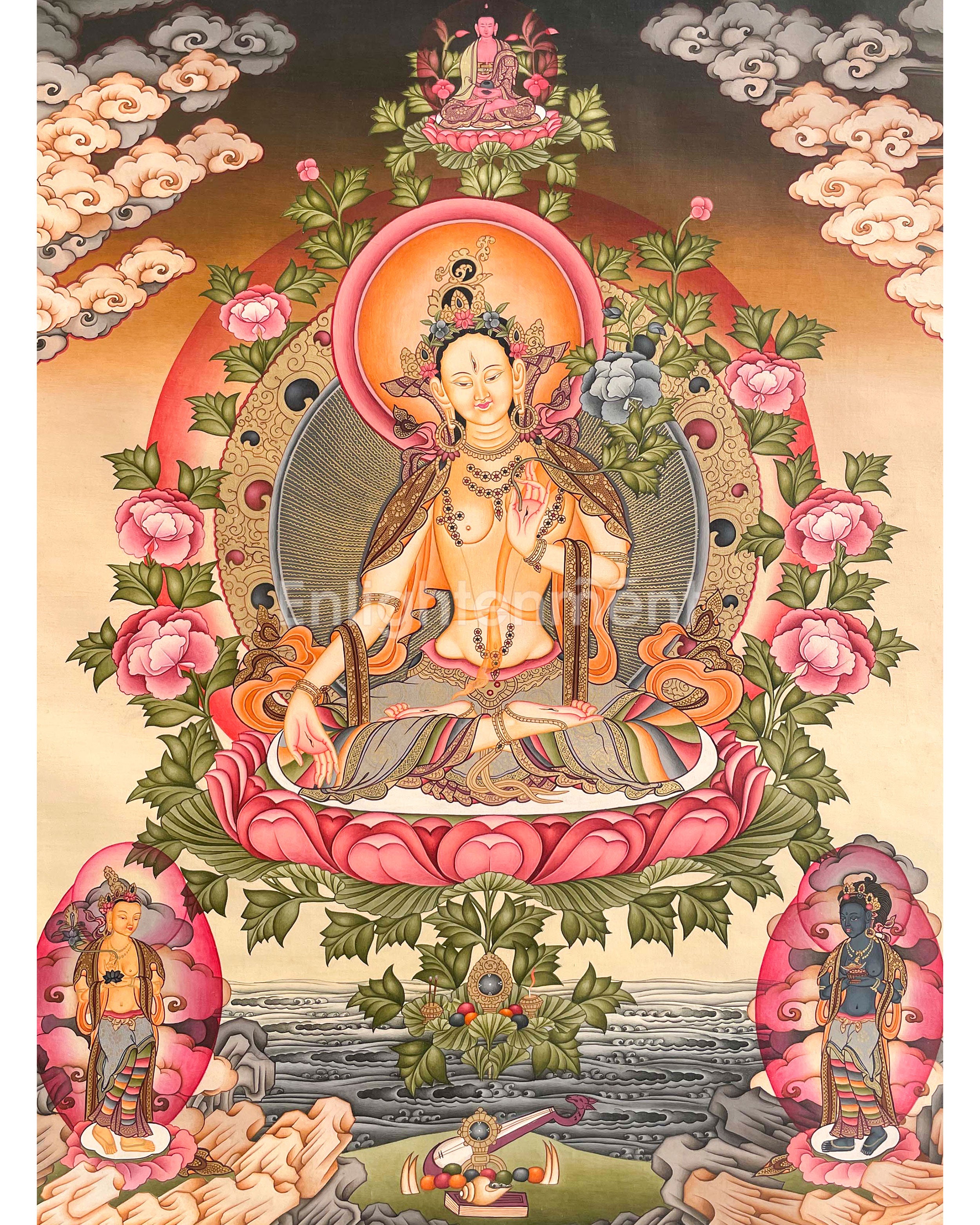 Mother White Tara Painting | Traditional Religious Wall Decor