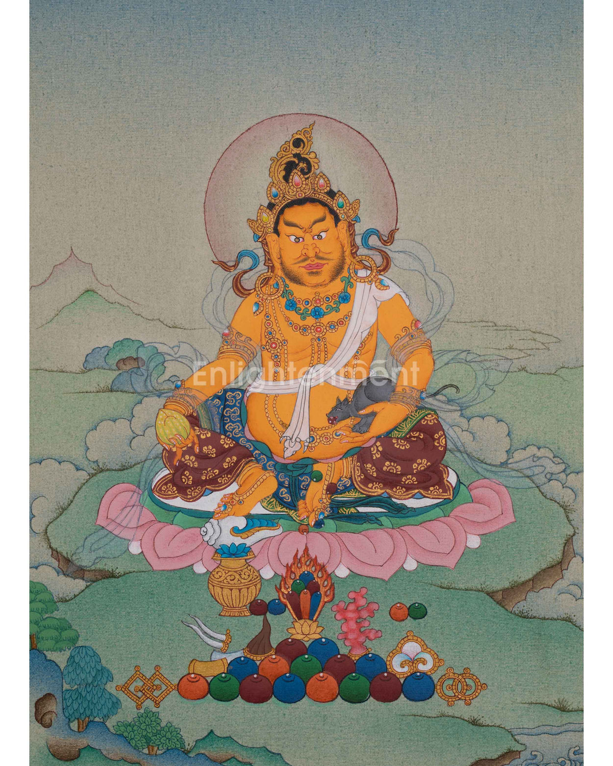 Sacred Dzambhala Thangka Painting