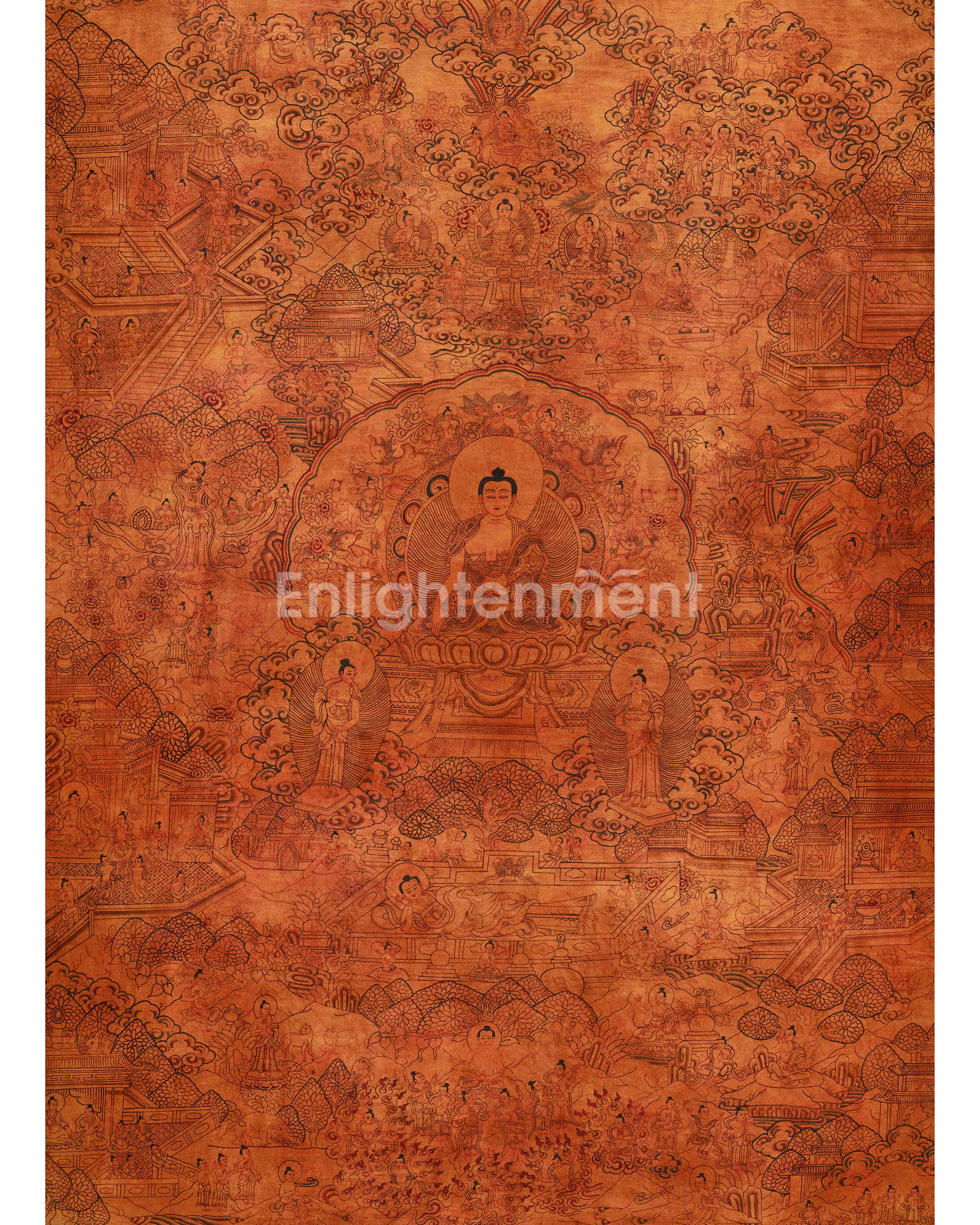 Sacred Thangka Of Buddha Life Story