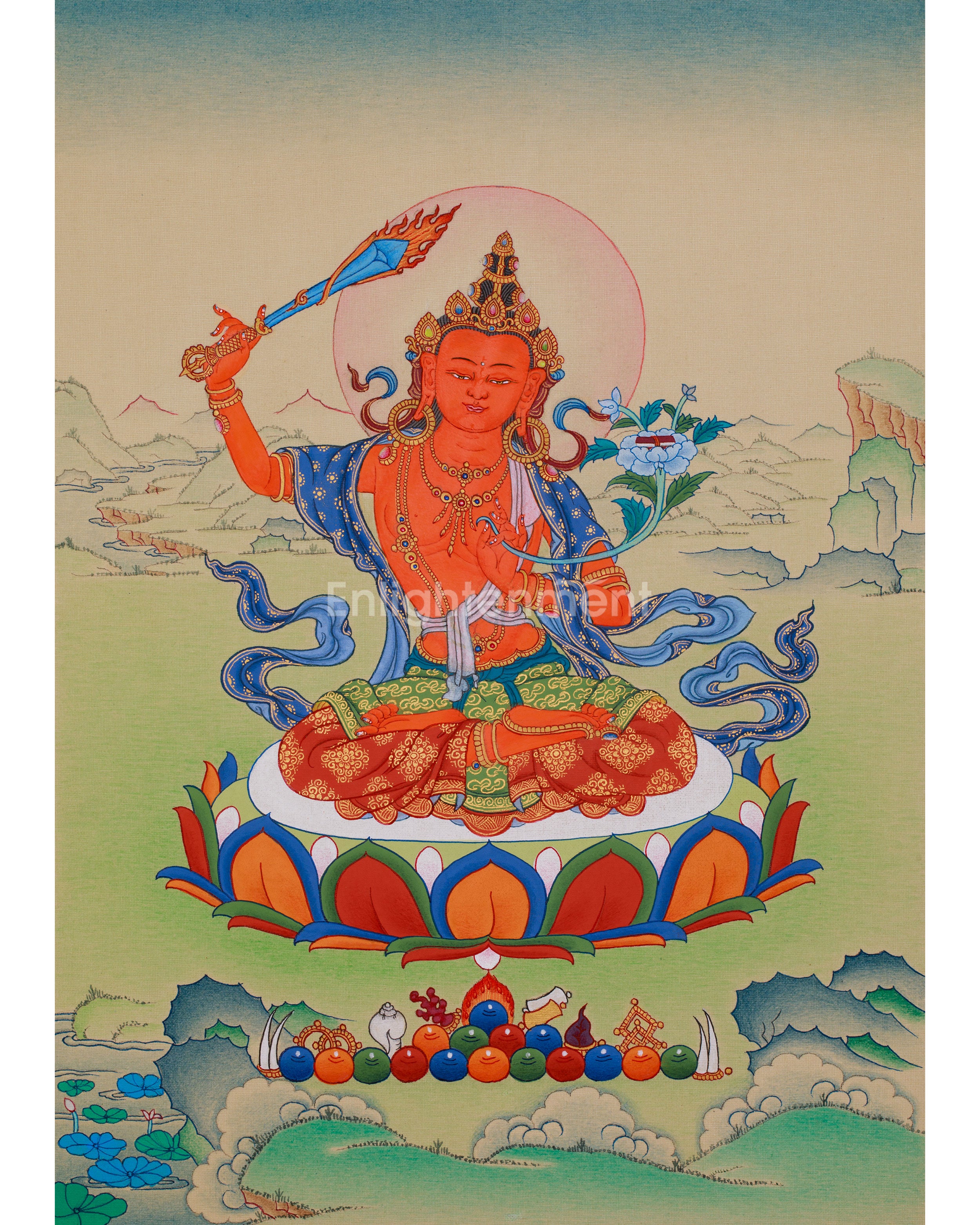 Sacred Thangka Of Manjushri