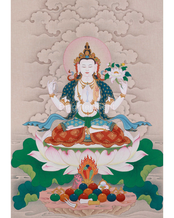 Sacred Thangka of Bodhisattva Chenrezig