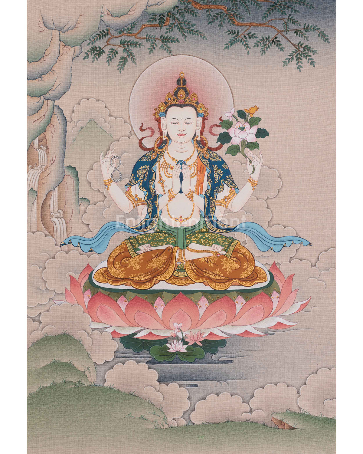 Sacred Tibetan Chenrezig Thangka