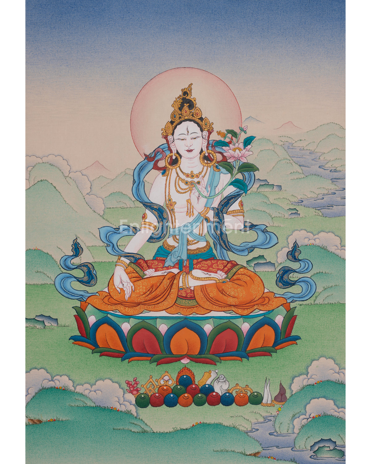 Sacred Tibetan White Tara Art