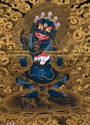 Sakya Mahakala with Retinue, Gold Thangka