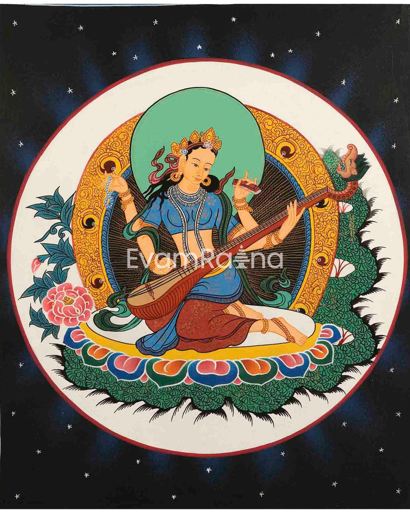 Saraswati, Medicine Buddha, Green Tara, Samantabhadra Thangka Painting